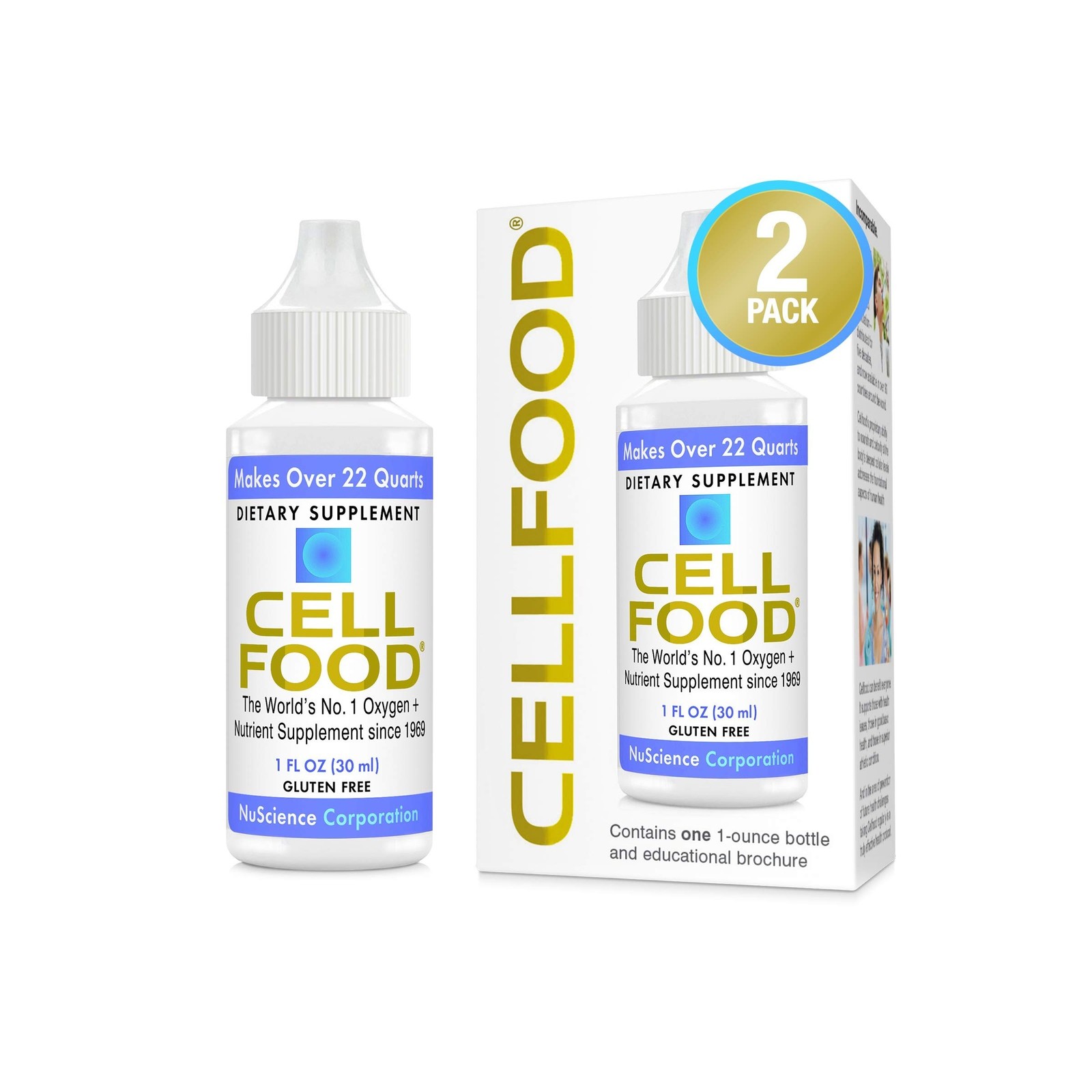 Cellfood Oxygen Boost – 1 fl oz, 2 Pack – Liquid Oxygen Supplement – Gluten F…