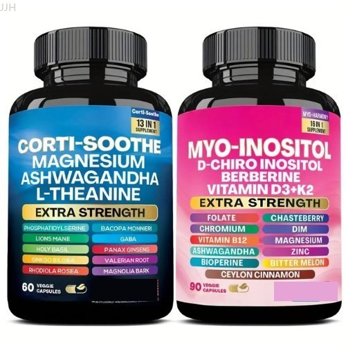 Corti-soothe 13-in-1 & Myo-inositol 150 Dietary Supplement – 16-in-1 Capsules `
