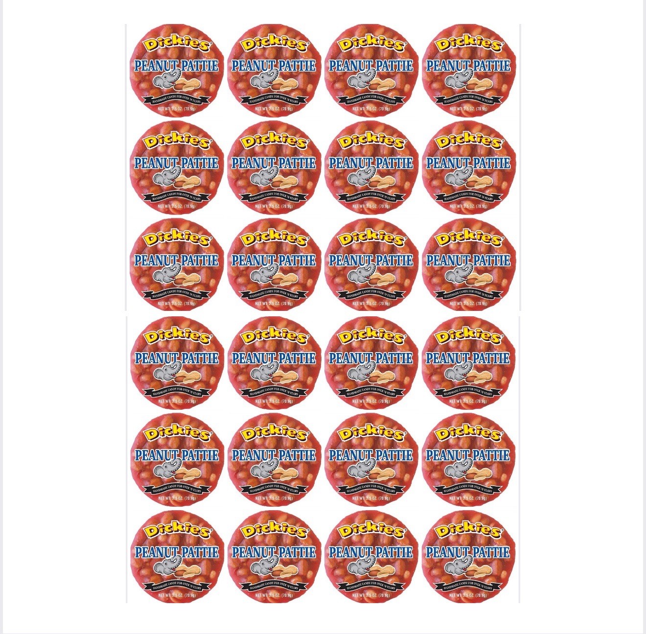 24 pack Dickies Peanut Pattie 2.5 Ounce FREE SHIPPING FAST SHIPPING
