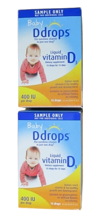 Baby D drops Liquid Vitamin D3 400 IU/Drop 15 Drops 0.5 mL 0.016 fl oz Exp 10/26