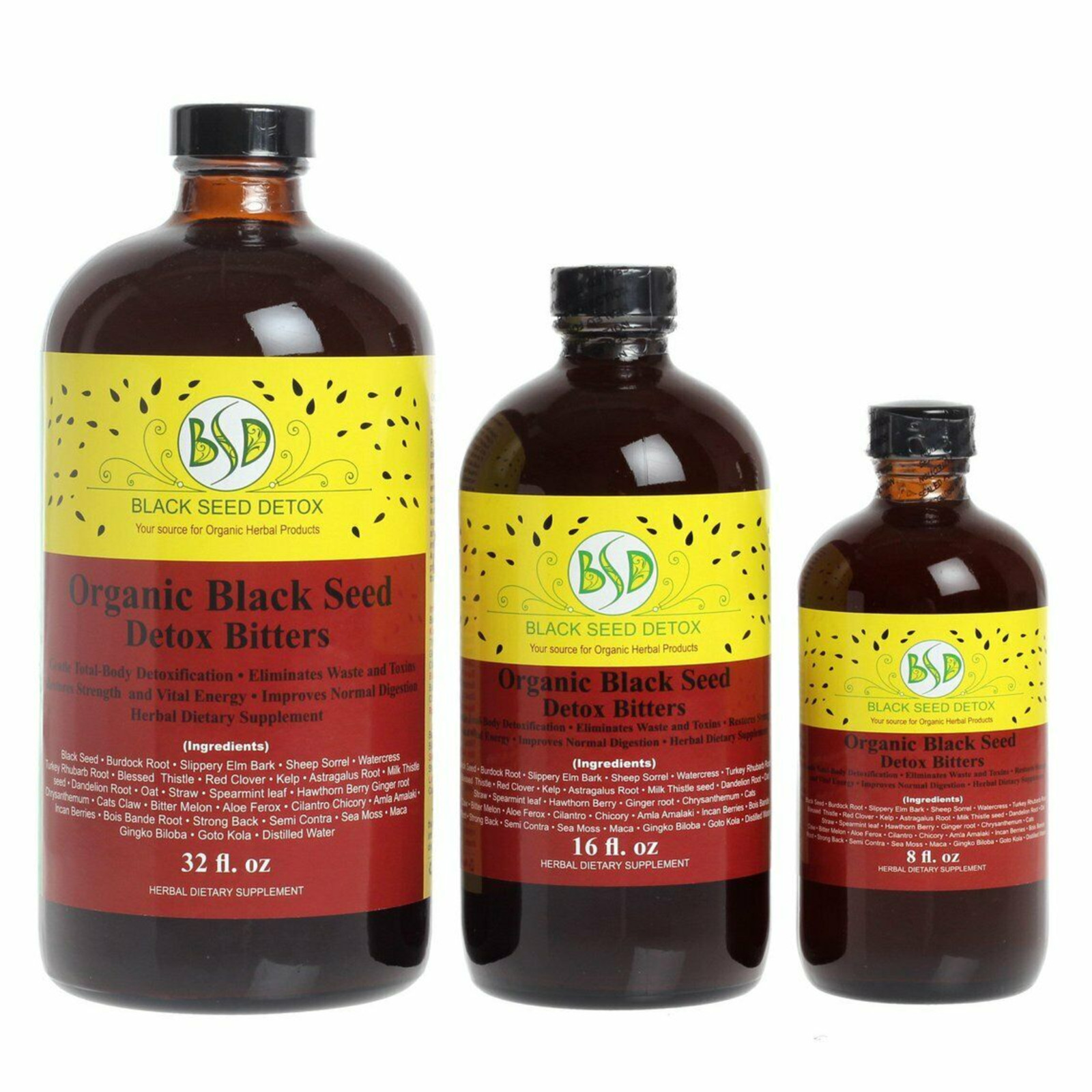 Black Seed Detox Bitters 32 oz – 100% Pure Natural Organic Vegan Herbal Dietary