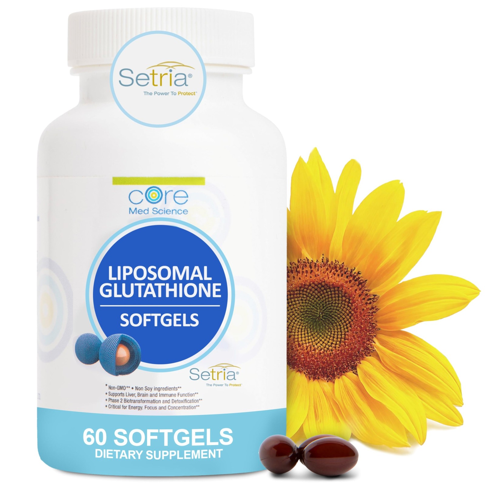 Liposomal Glutathione Supplement 500mg 60 Softgels Antioxidant Liver Detox Core