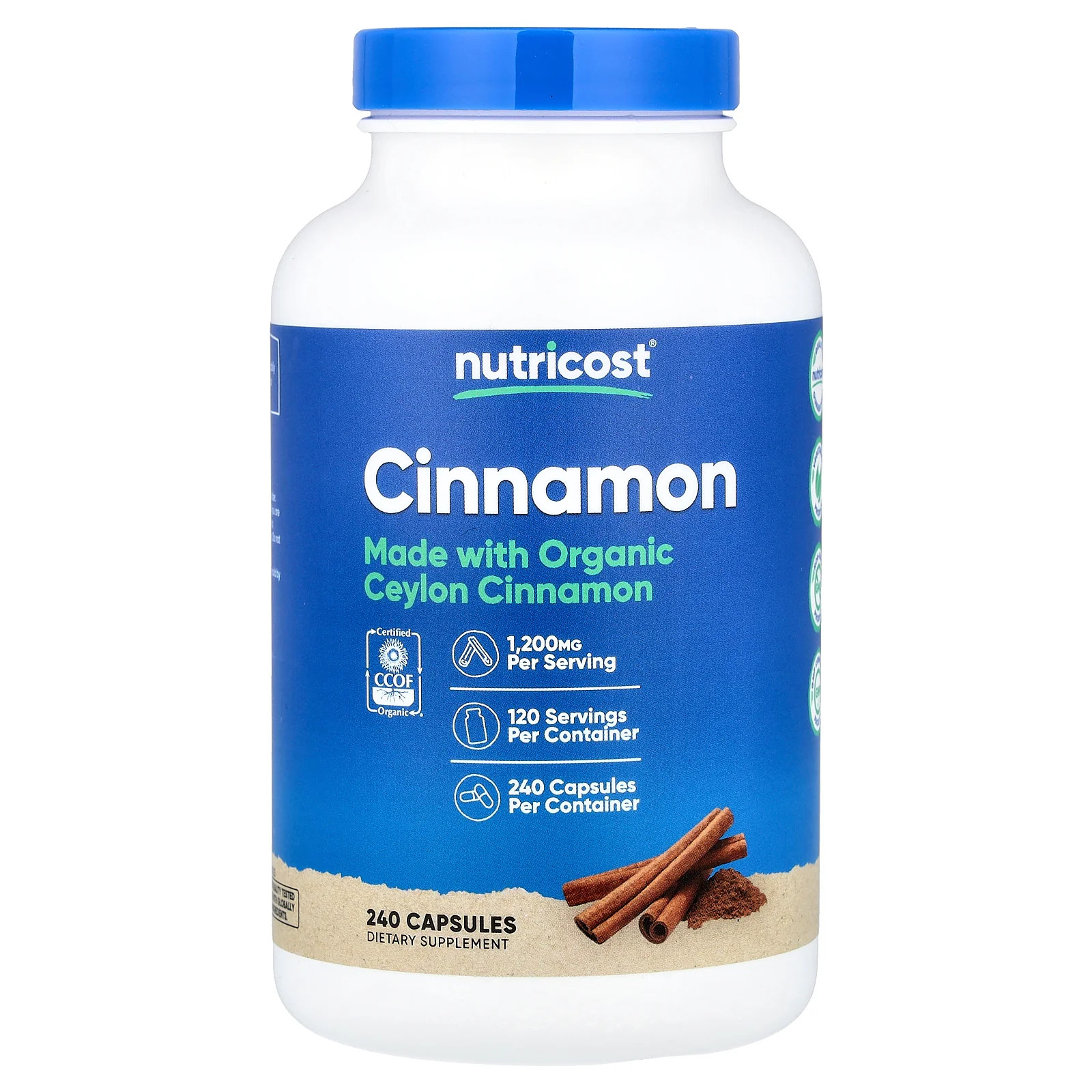 2 X Nutricost, Cinnamon, 240 Capsules (600 mg per Capsule)