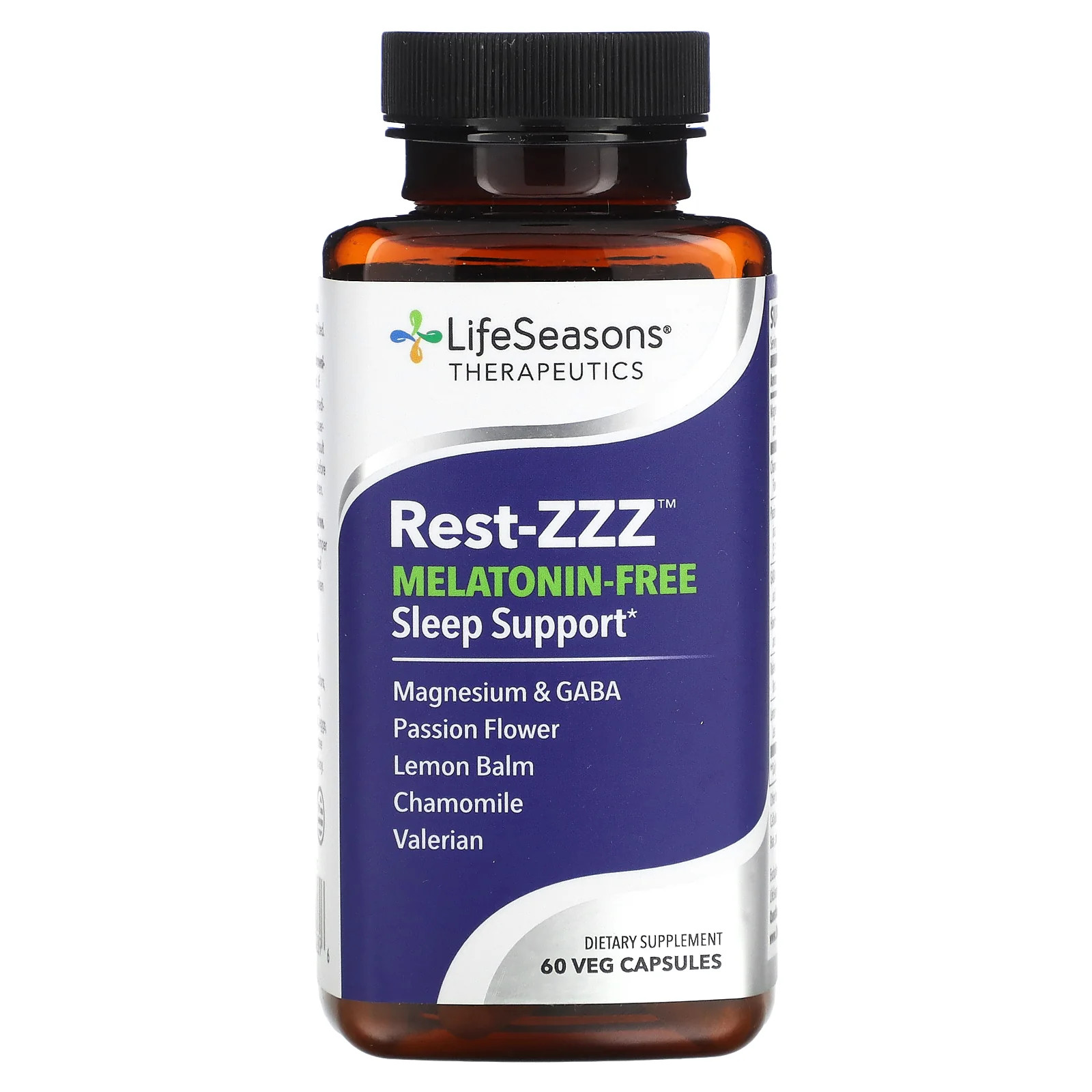 2 X LifeSeasons, Rest-ZZZ, Melatonin-Free Sleep Support, 60 Veg Capsules