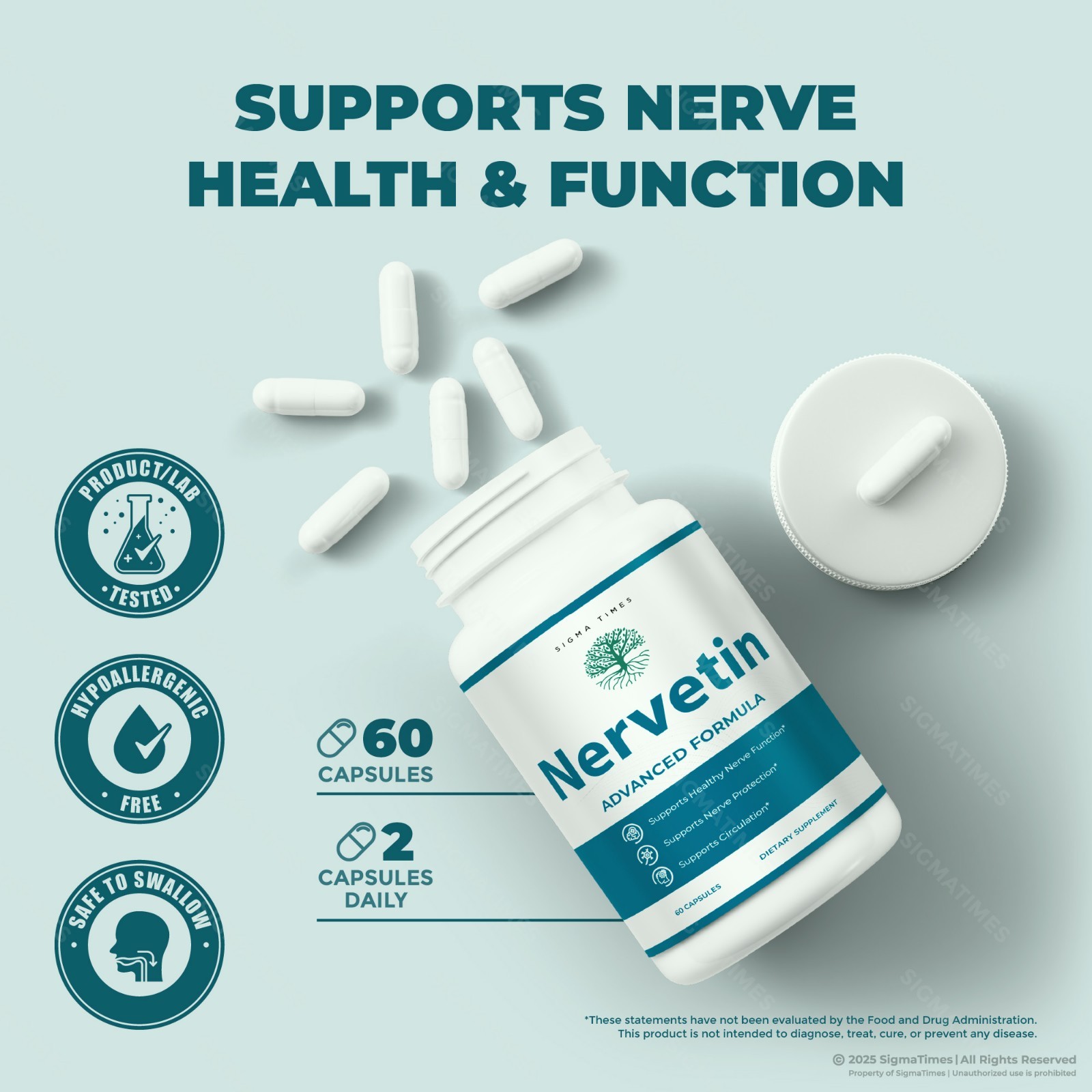Nervetin Capsules, Daily Supplement for Nerve Support, Relaxation & Comfort -5pk