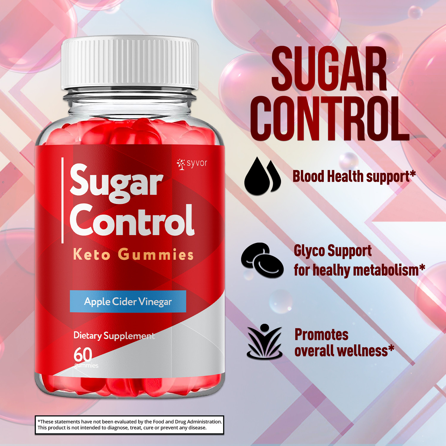 (3 Pack) Sugar Control Keto ACV Gummies 1000MG SugarControl Vitamin 180 Gummies