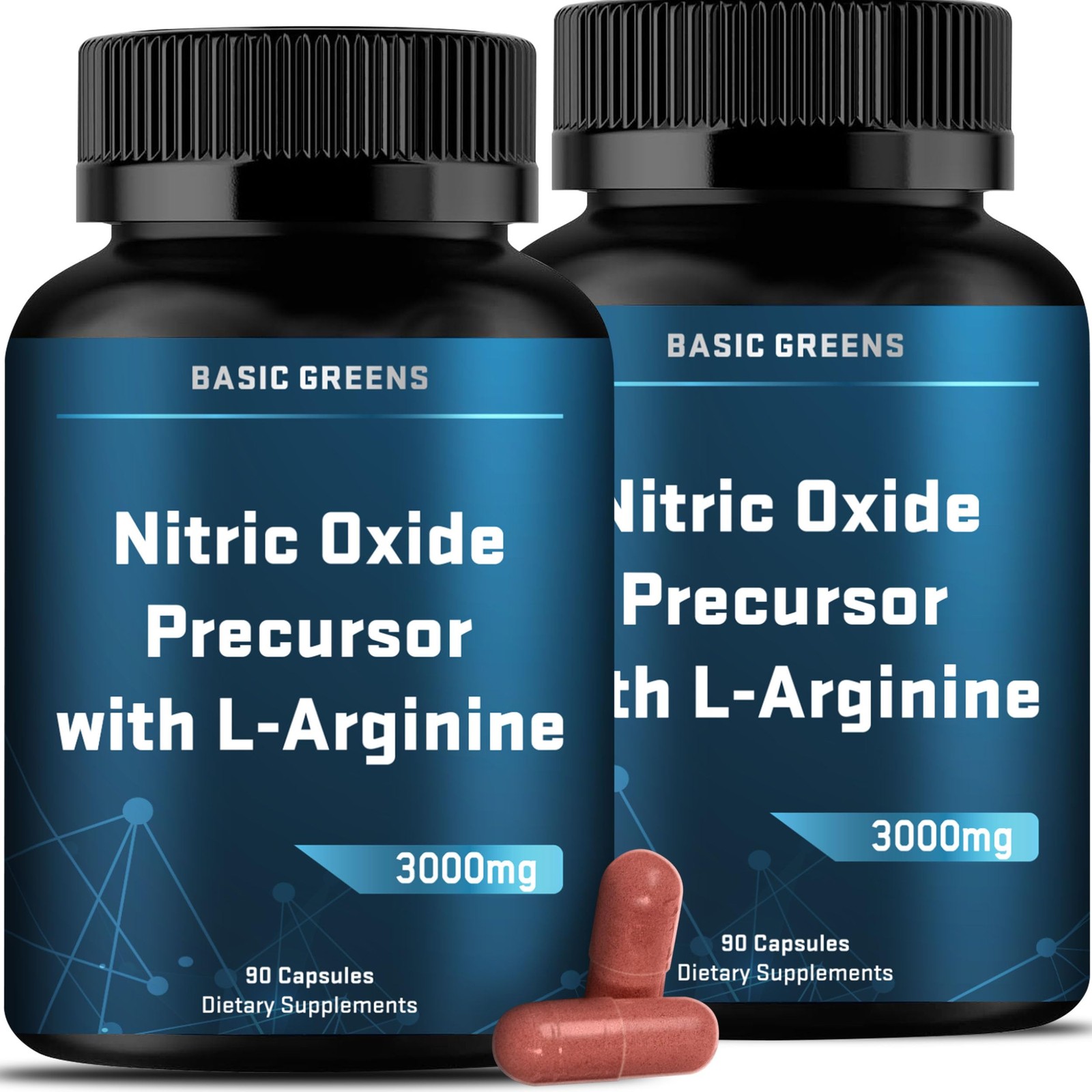 L-Arginine Nitric Oxide Supplement 3000mg – 180 Vegan Capsules for Endurance