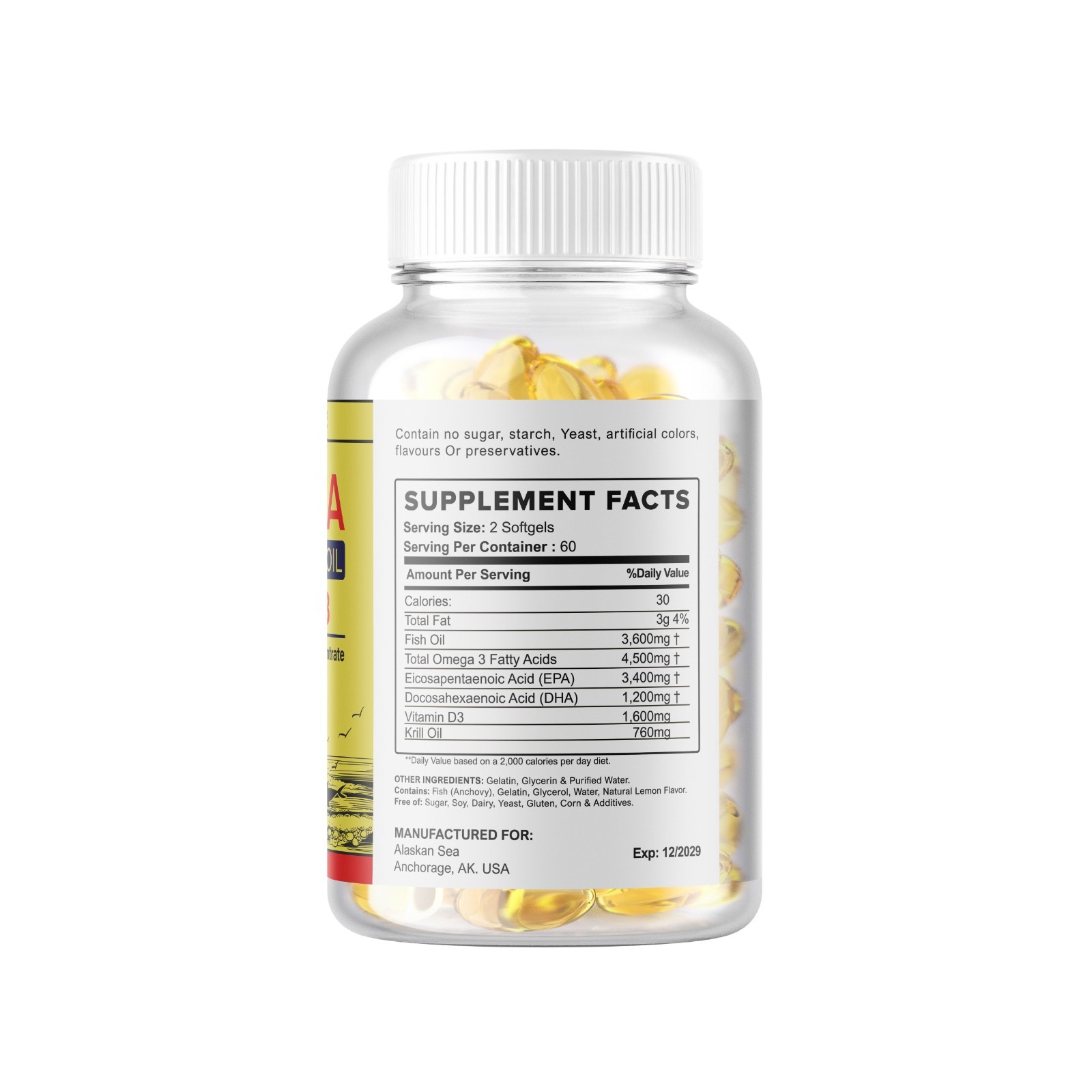 Omega 3 Fish Oil – 3600MG 360 Softgels (180 Serv) – 5x Strength