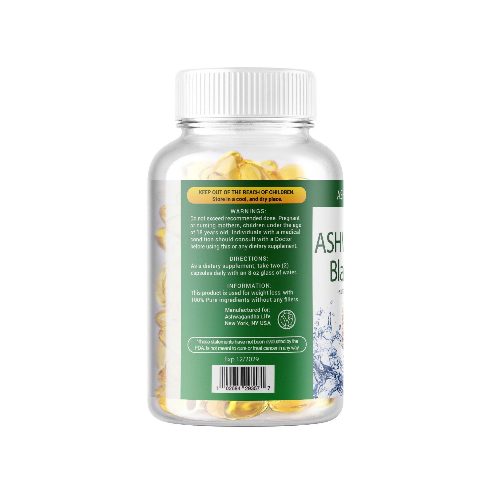 Organic Ashwagandha Root 650mg Herbal Supplement Immune Support USA 250 Softgels