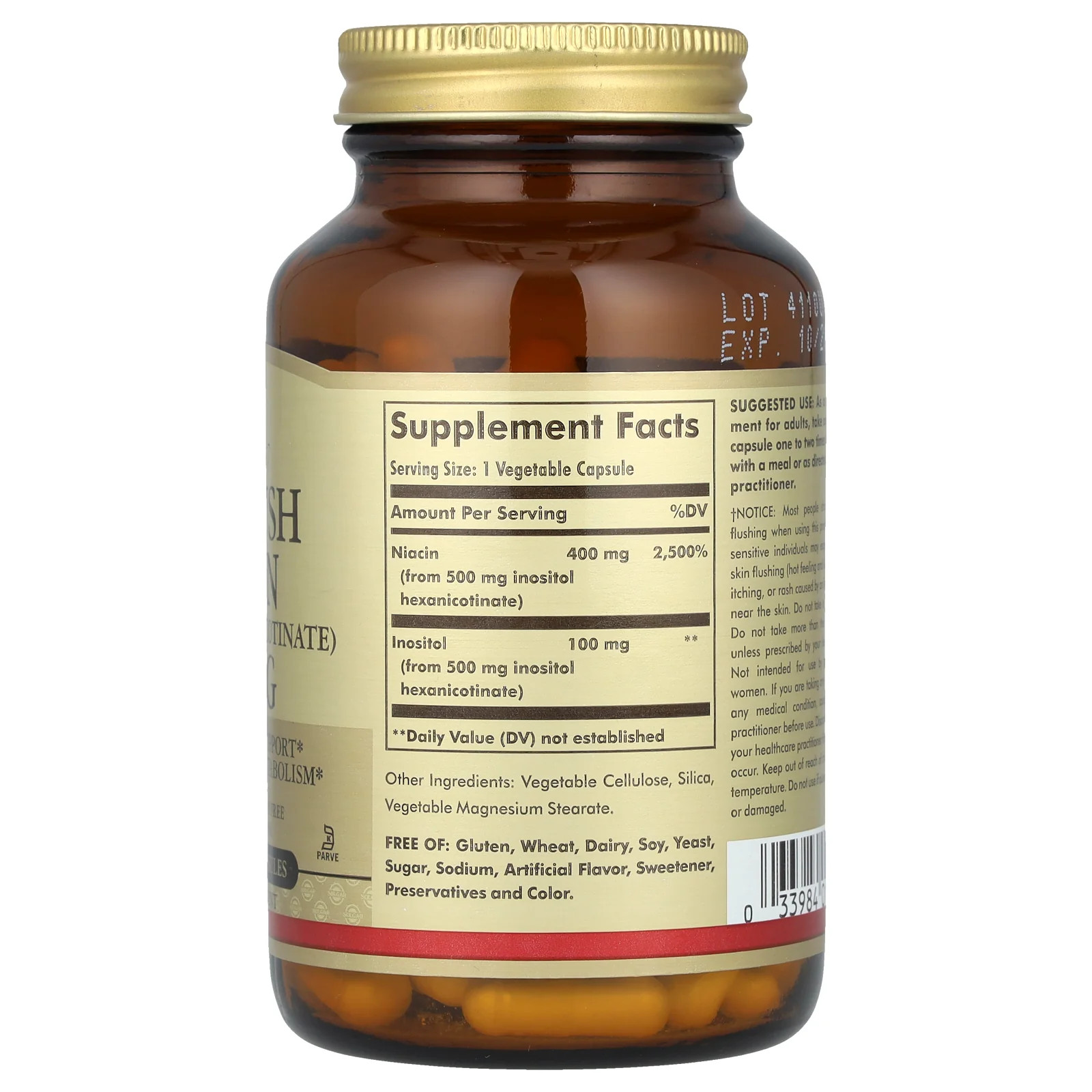 2 X Solgar, No-Flush Niacin, 500 mg, 100 Vegetable Capsules