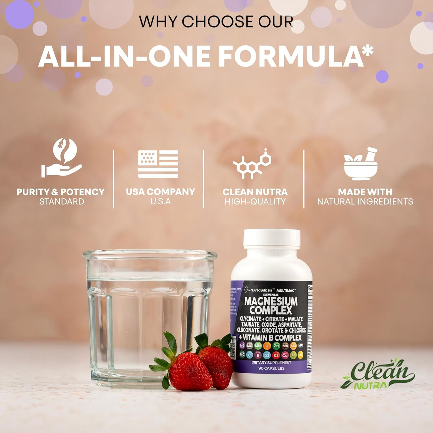 Clean Nutraceuticals Magnesium Complex Glycinate Citrate Malate Oxide Blend