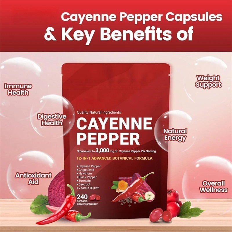 240 Softge /1-3 Bags Supplement, Softgels Cayenne Pepper Supports Leg Vein