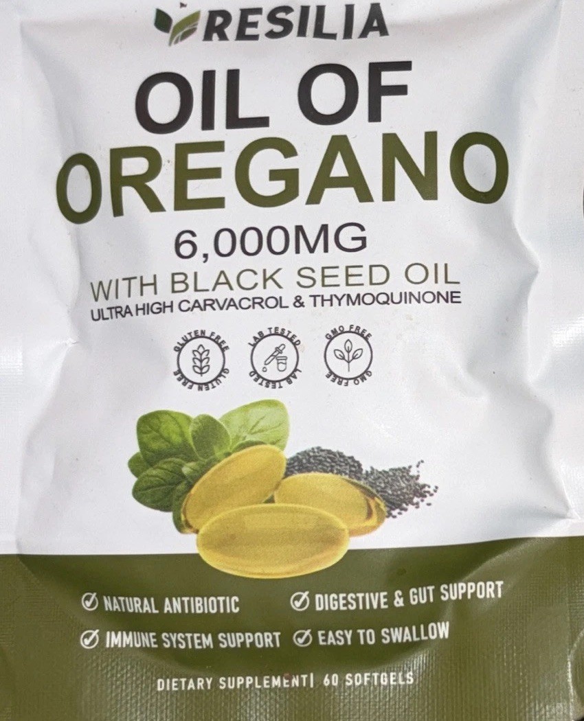Resilia 6,000mg Oil of Oregano + Black Seed Oil 60 Softgels Immune Support