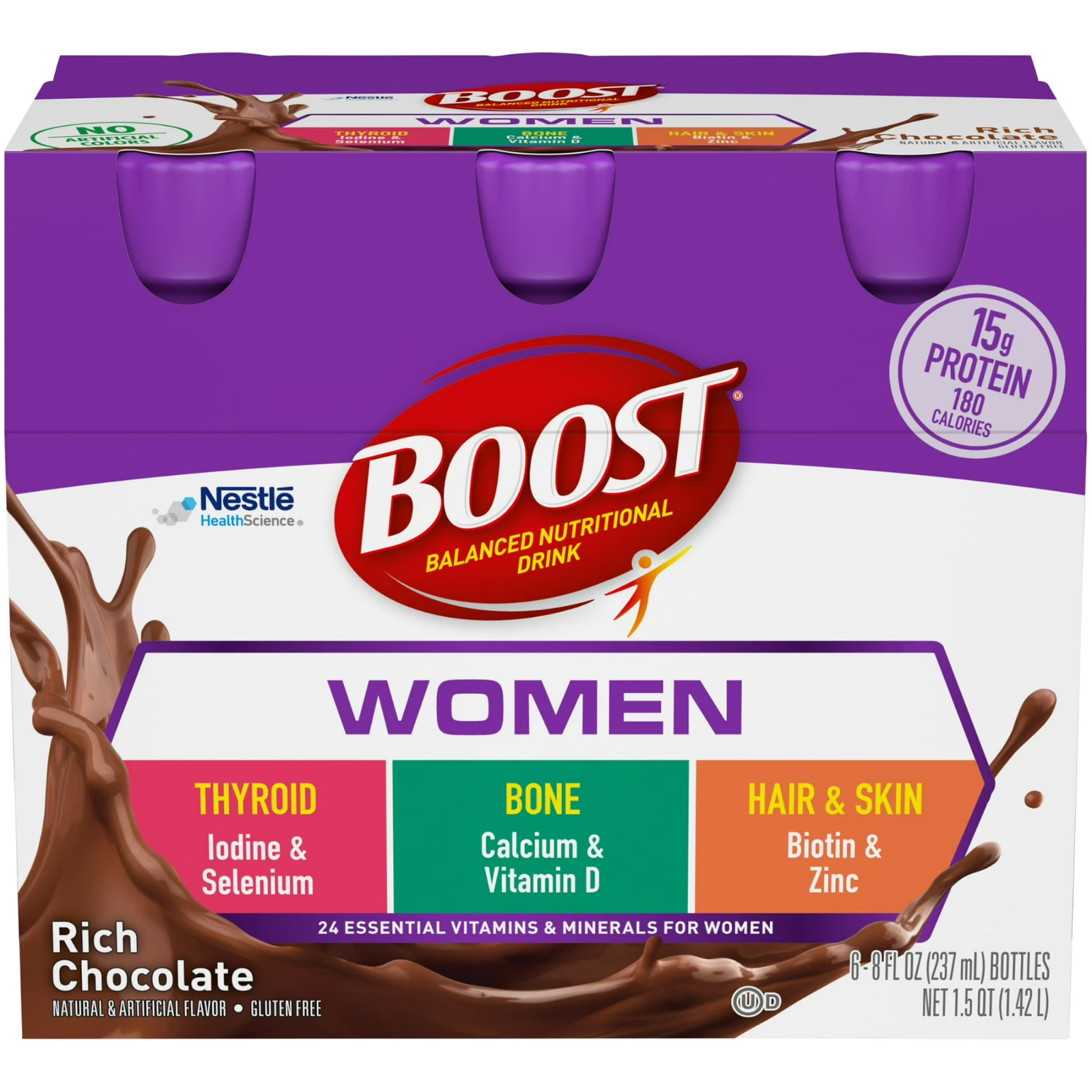 Women Ready to Drink Nutritional Drink, Rich Chocolate, 24 Count (4 – 6 Packs)