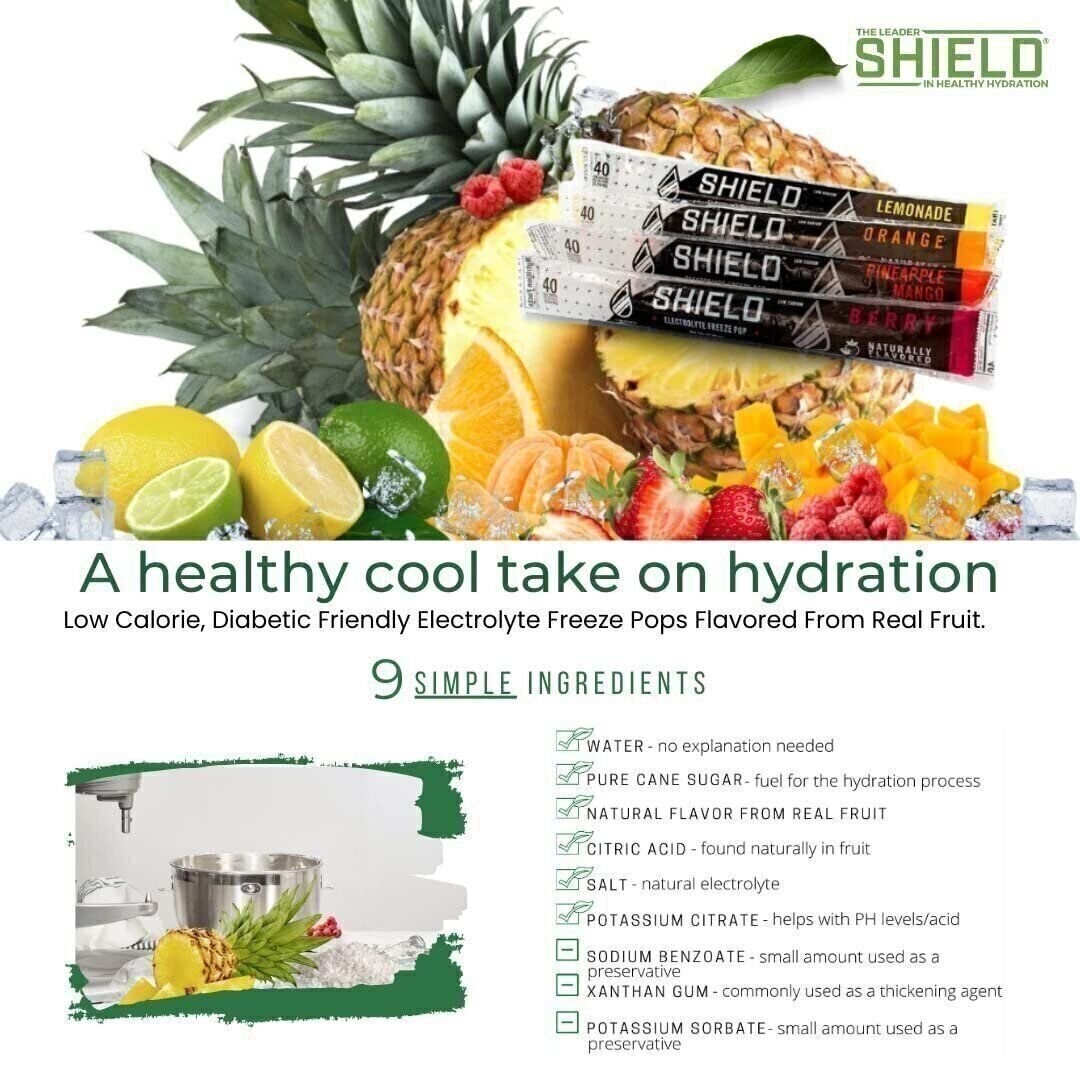 SHIELD Electrolyte Freeze Pop, 3 fl oz., Assorted Fruit Flavors, 36 count