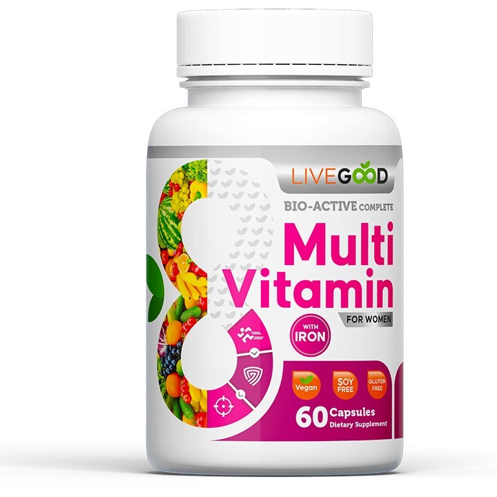 LiveGood Multi-Vitamin, Bio-Active Complete For Women With Low Iron.