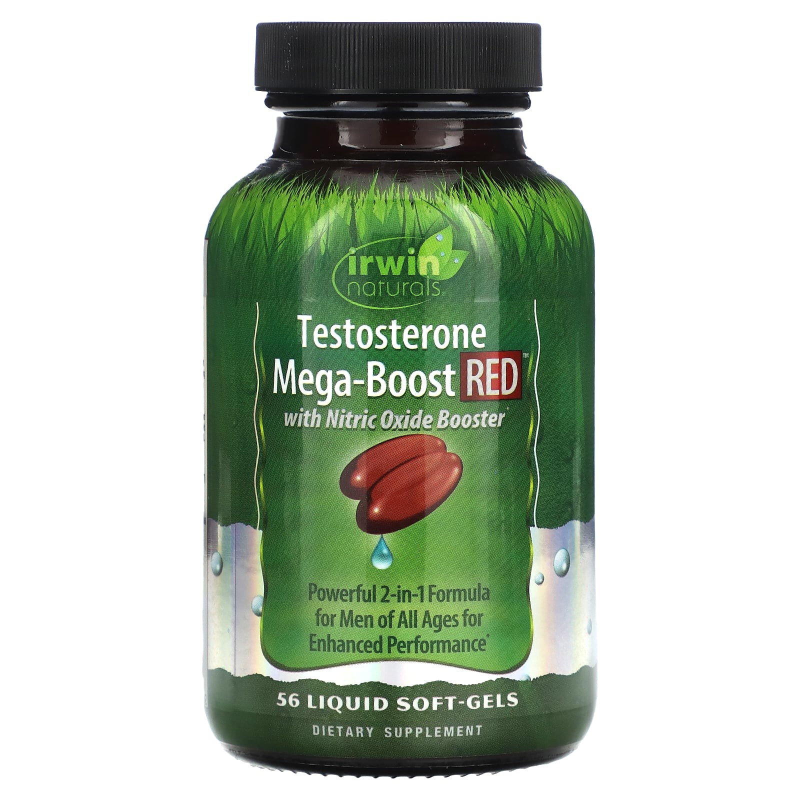 2 X Irwin Naturals, Testosterone Mega-Boost Red, 56 Liquid Soft-Gels