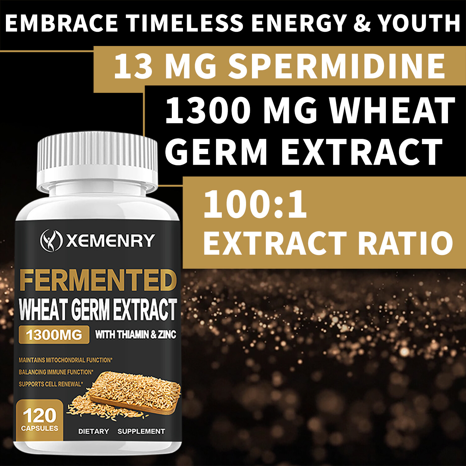 Fermented Wheat Germ Extract 1300mg – Anti-Aging, Cell Renewal – Thiamin, Zinc