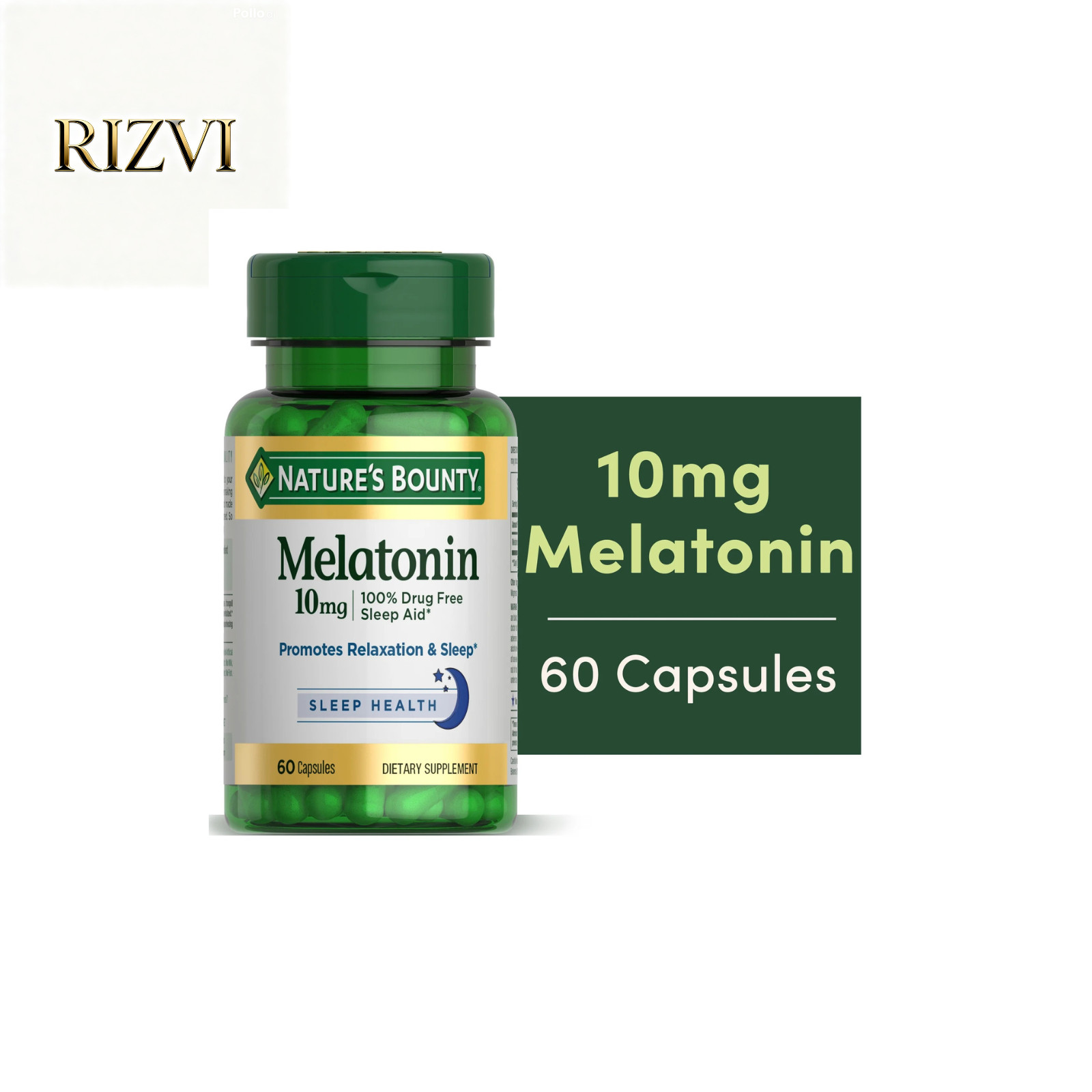 Nature’s Bounty Melatonin, 100% Drug-Free Sleep Aid, 10 Mg, 60 Capsules