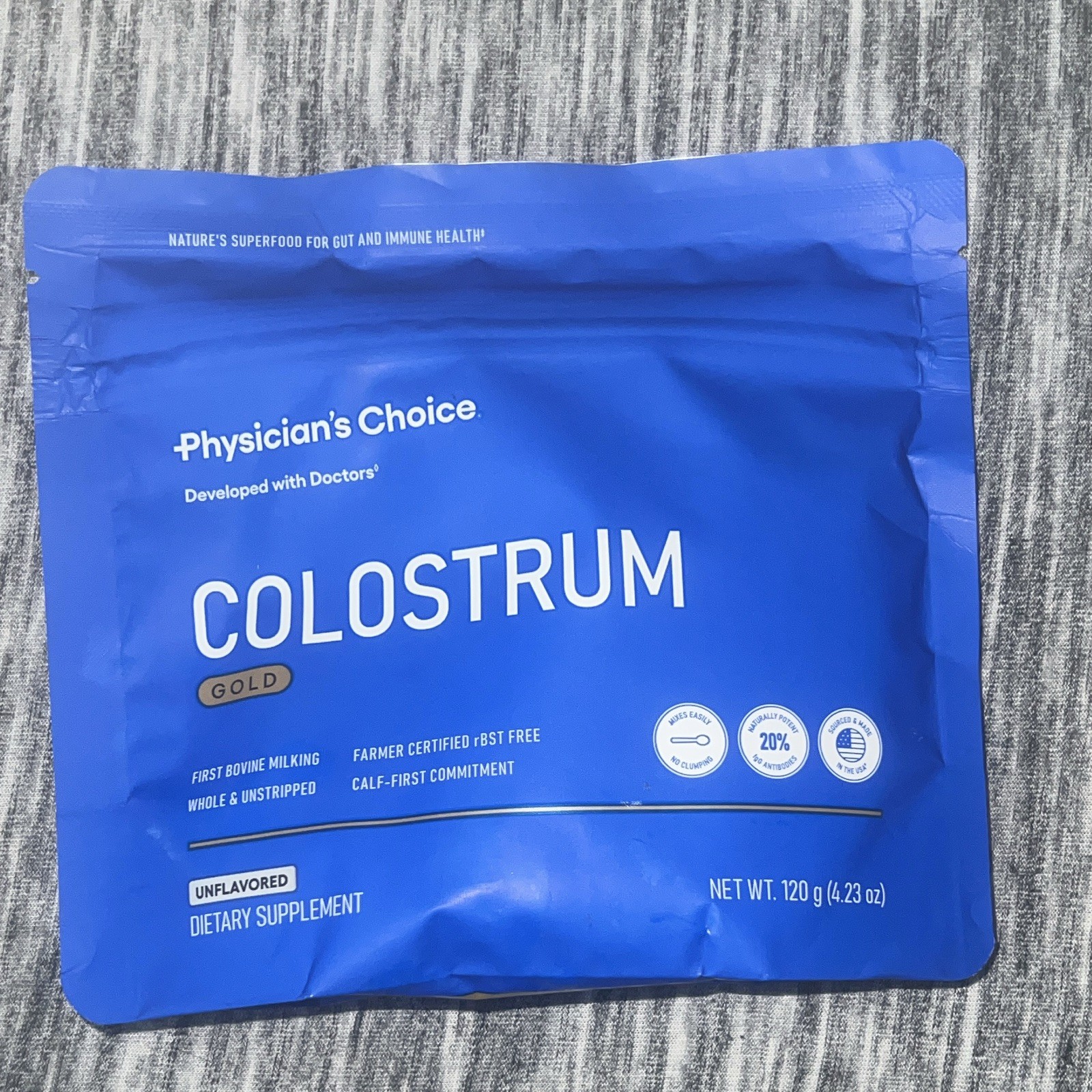 Physician’s Choice Colostrum Gold Unflavored rBST-Free Gut Support Powder 4.23