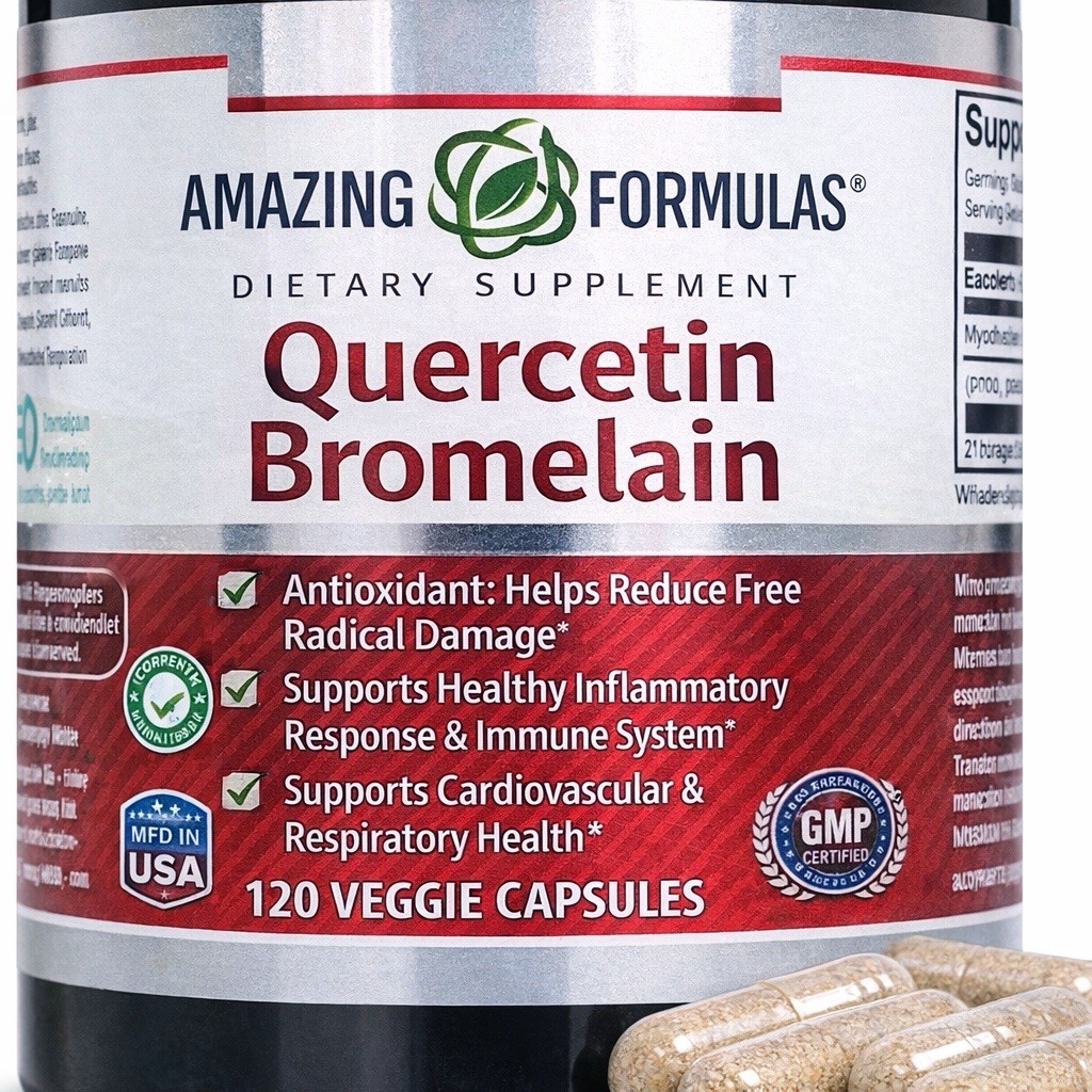 Amazing Formulas Quercetin Bromelain 120 Veggie Capsules Dietary Supplement