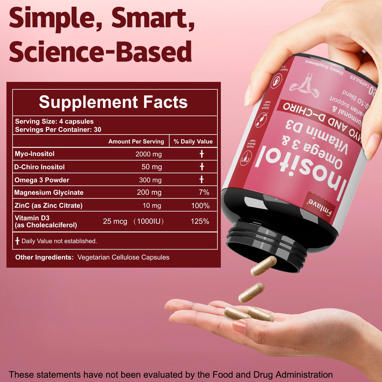 2x 120 Caps Myo-Inositol & D-Chiro Inositol Supplement Hormonal Balance Support