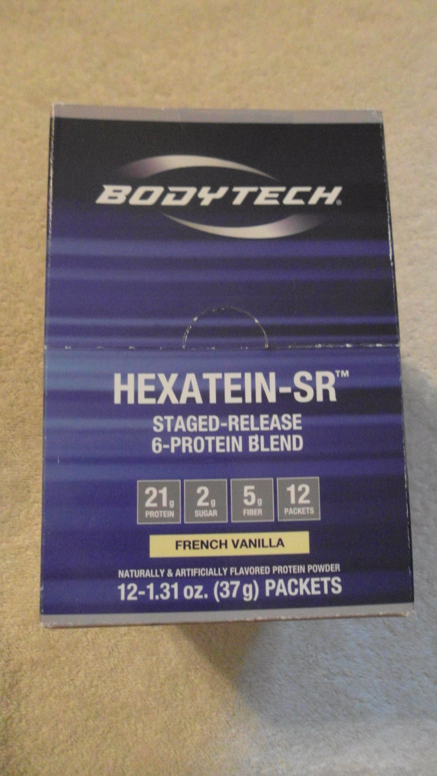 (12) Count Box Bodytech Hexatein-SR 6-Protein Blend French Vanilla 1.31 Oz Each