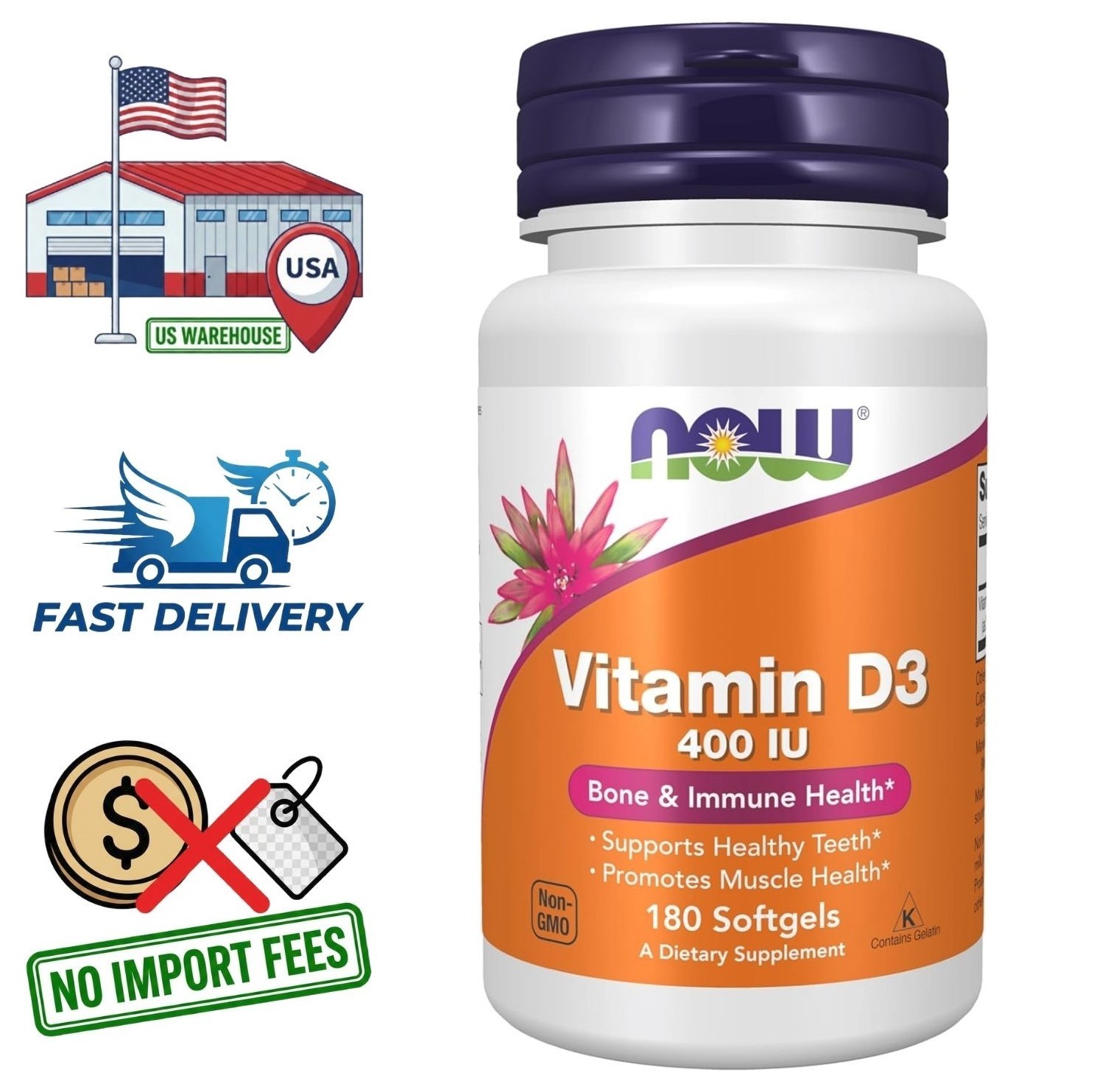 Vitamin D3 400 IU 180 Softgels | 10 mcg Cholecalciferol | 6 MONTH SUPPLY