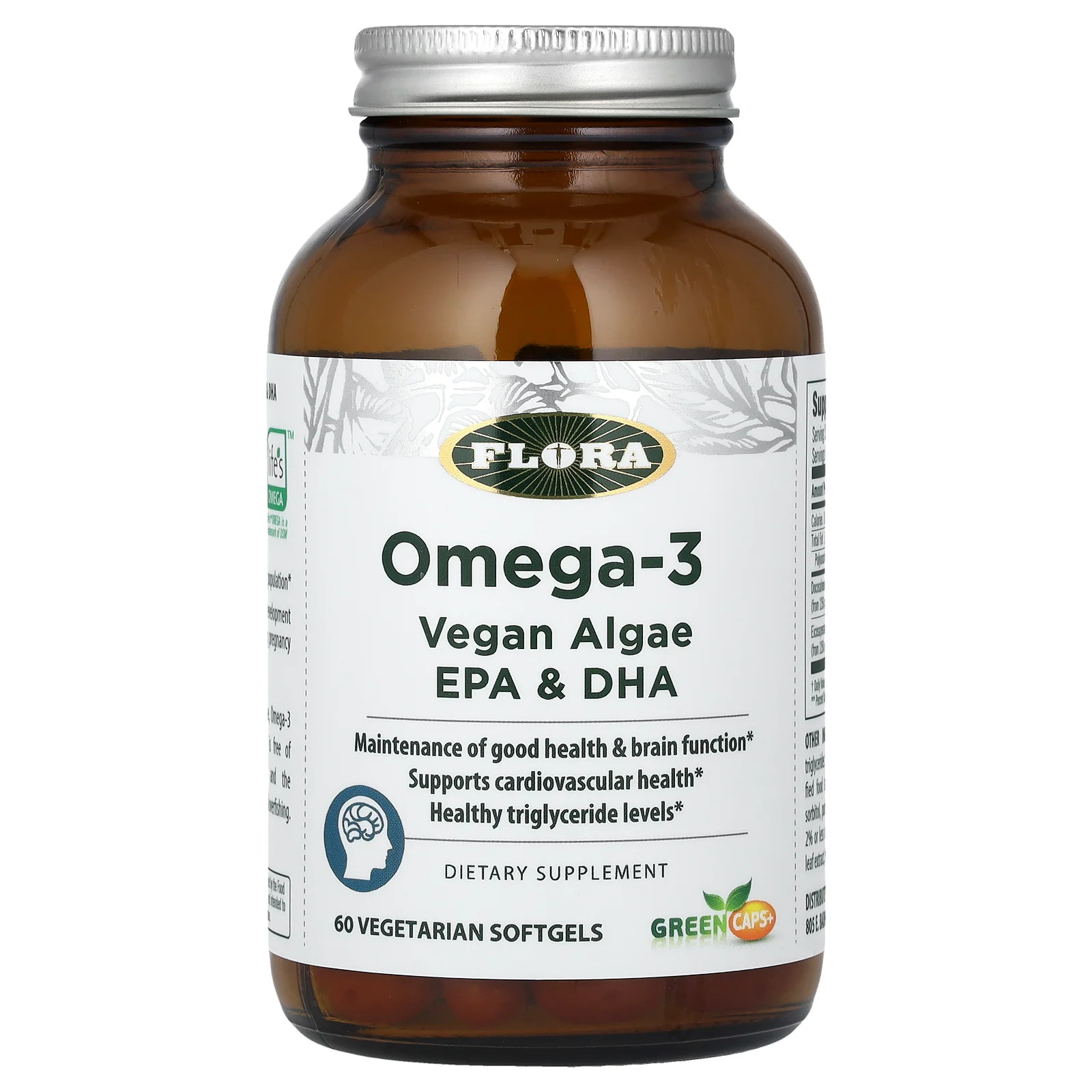 2 X Flora, Omega-3, Vegan Algae EPA & DHA, 60 Vegetarian Softgels