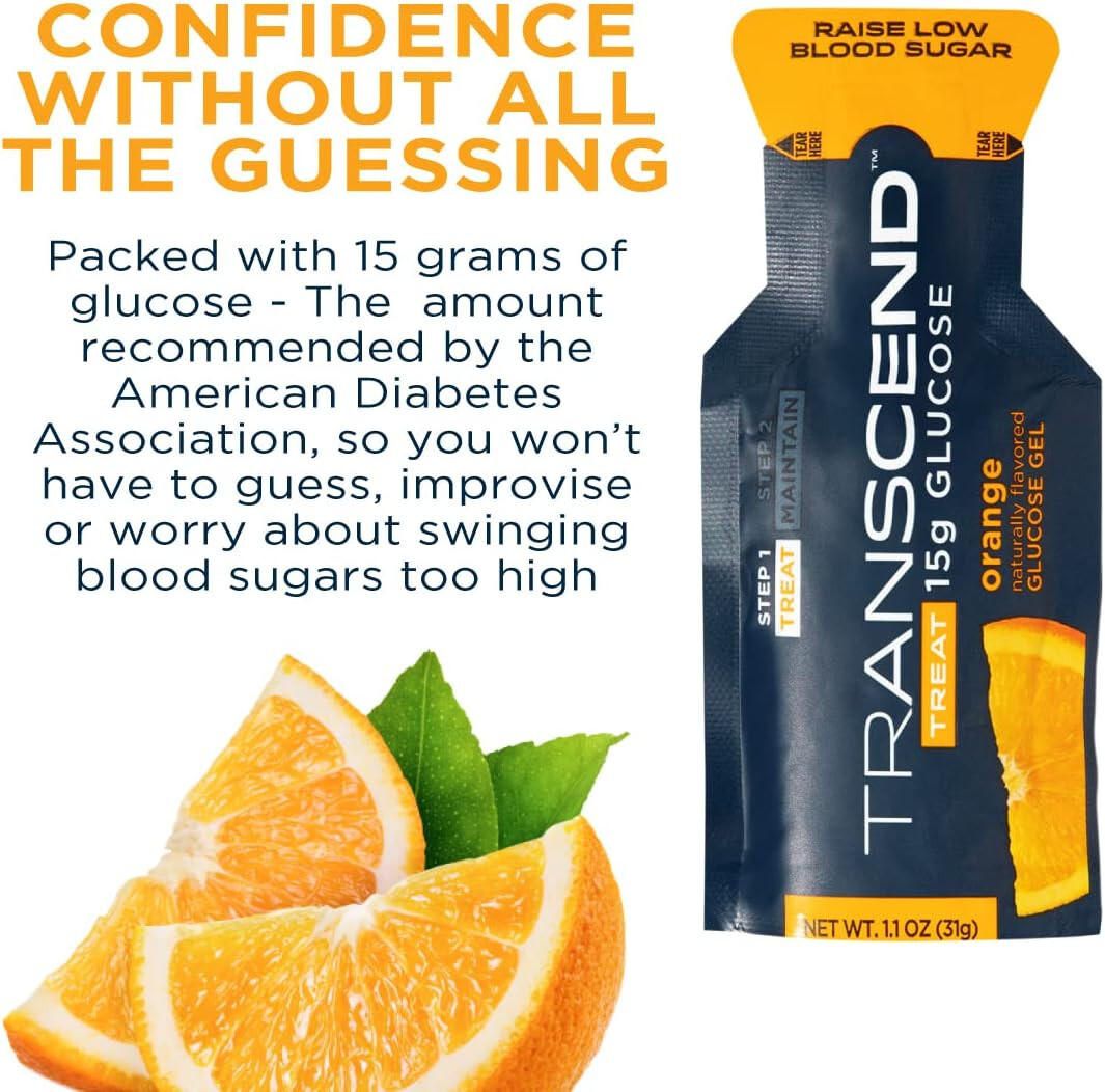 Transcend 15g Glucose Gel Packs Raise Blood Sugar Support – Orange 15 Pack