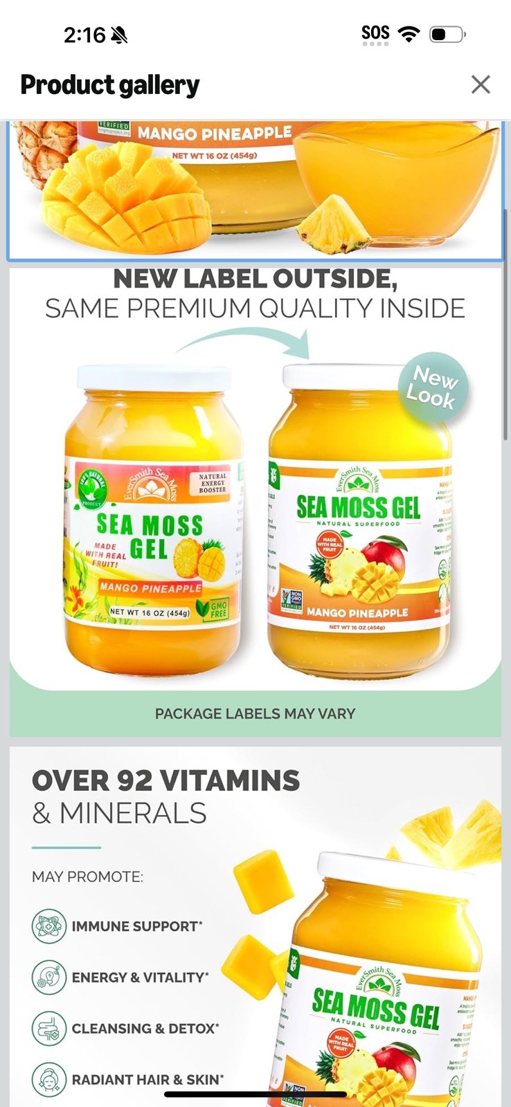 Ausreson Sea Moss Gel Mango Pineapple 10 oz (454g) Dietary Supplement