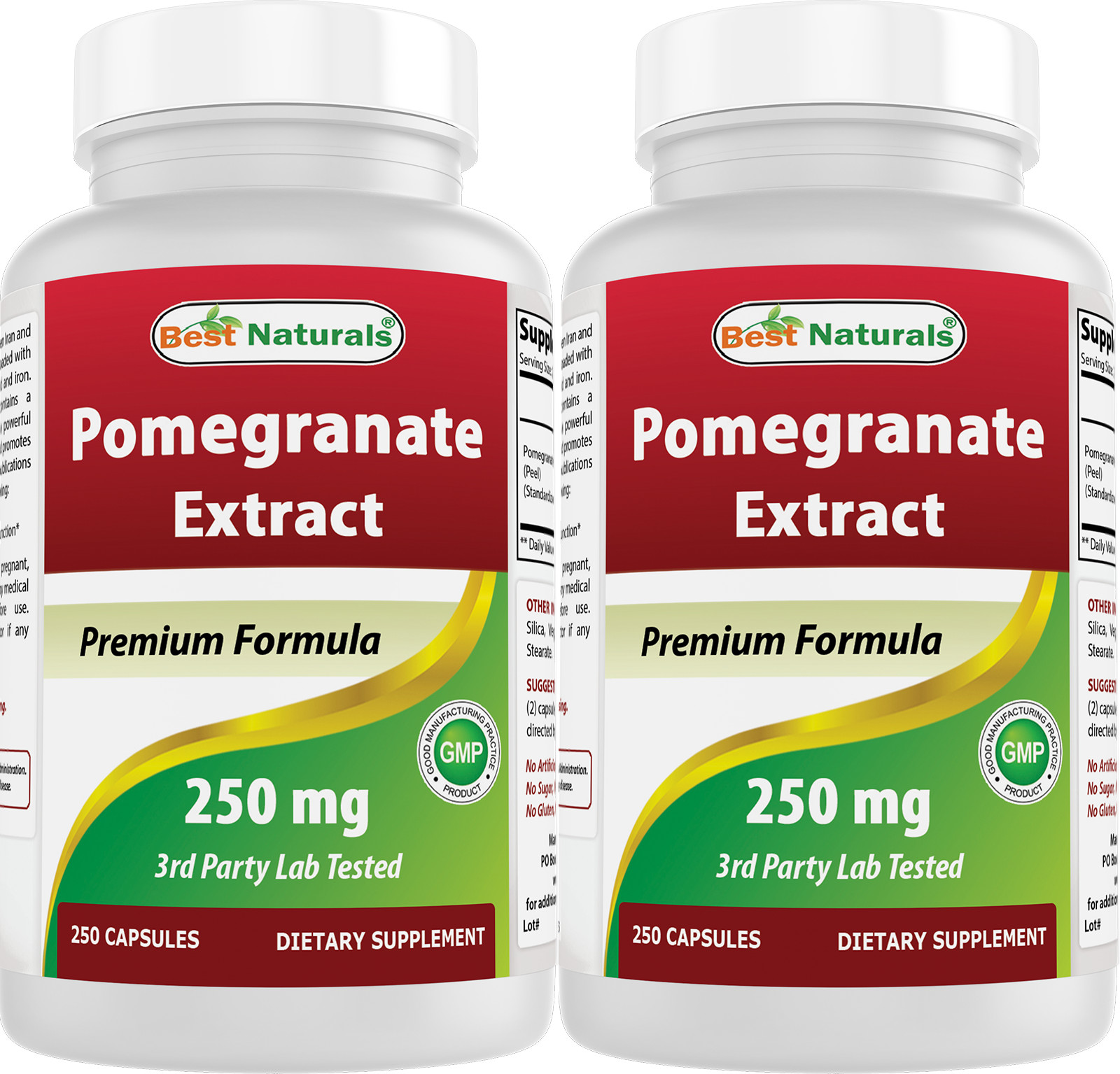 2 Pack Best Naturals Pomegranate 250 mg 250 Capsules