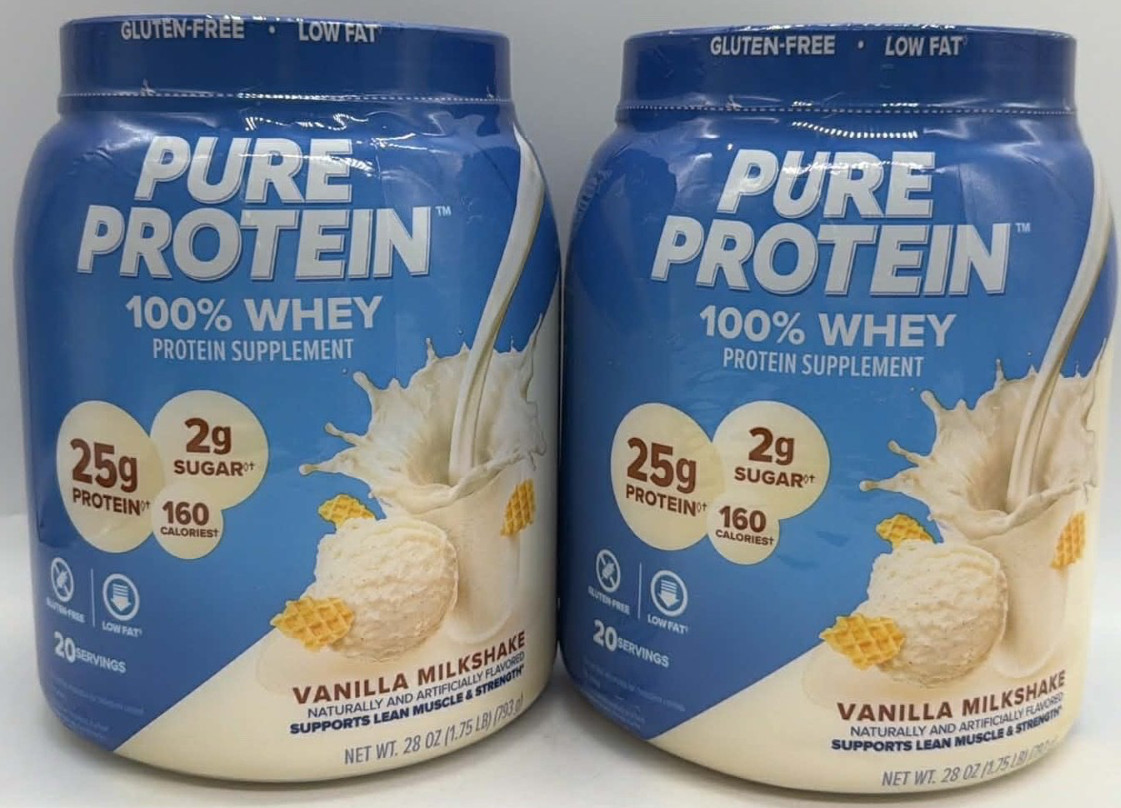 2PK Pure Protein Powder ~ Vanilla Milkshake ~ 1.75 lb EACH ~ EXP 5/27 ~ SEALED
