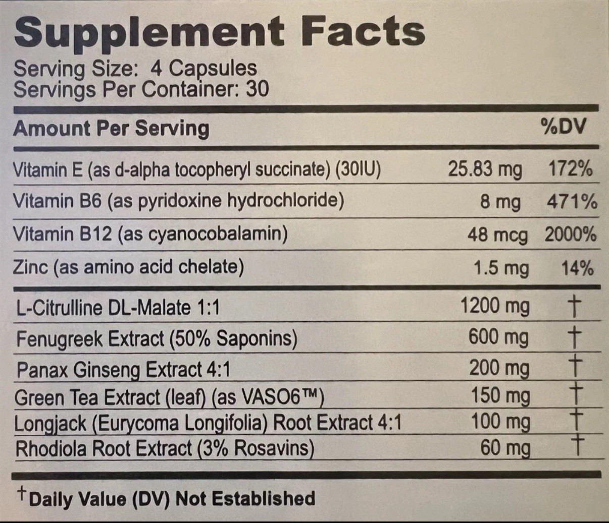High T Black Caffeine Free – Testosterone Booster- 120 Capsules