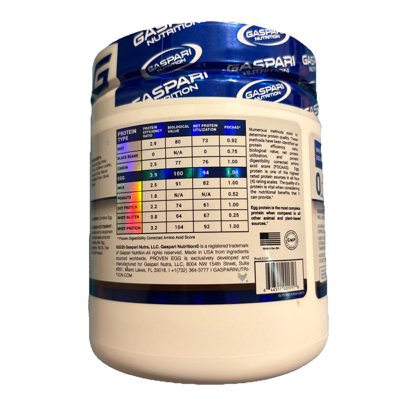 Gaspari Nutrition Proven Egg Protein – 100% Egg White Protein exp 7/2025