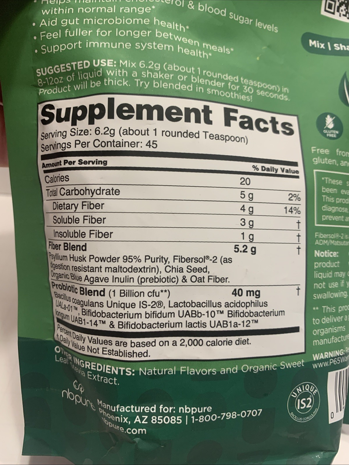 Nbpure Daily Multifiber Savory Mocha Powder 45 Servings Complete Formula