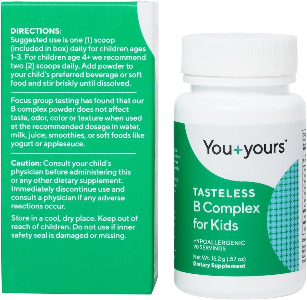 Tasteless B Complex Powder for Kids, Supplement – No Additives or Colors