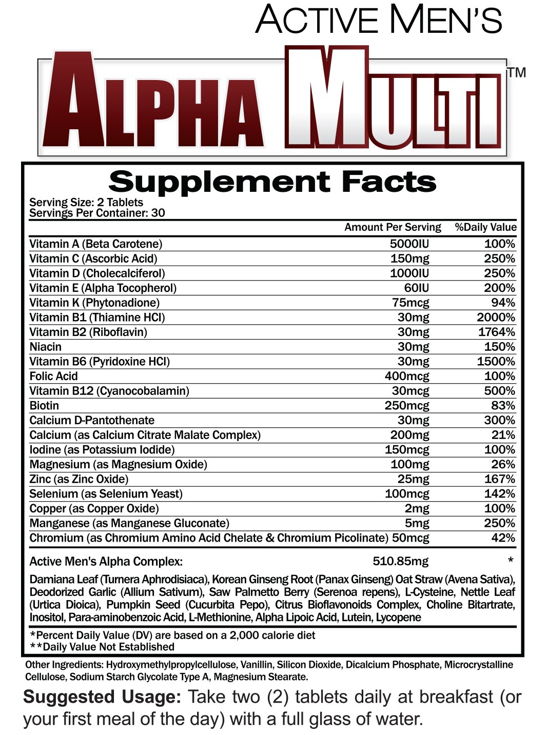 Active Men’s ALPHA MULTI Daily Multivitamin for Men | High Potency Formula, 60ct