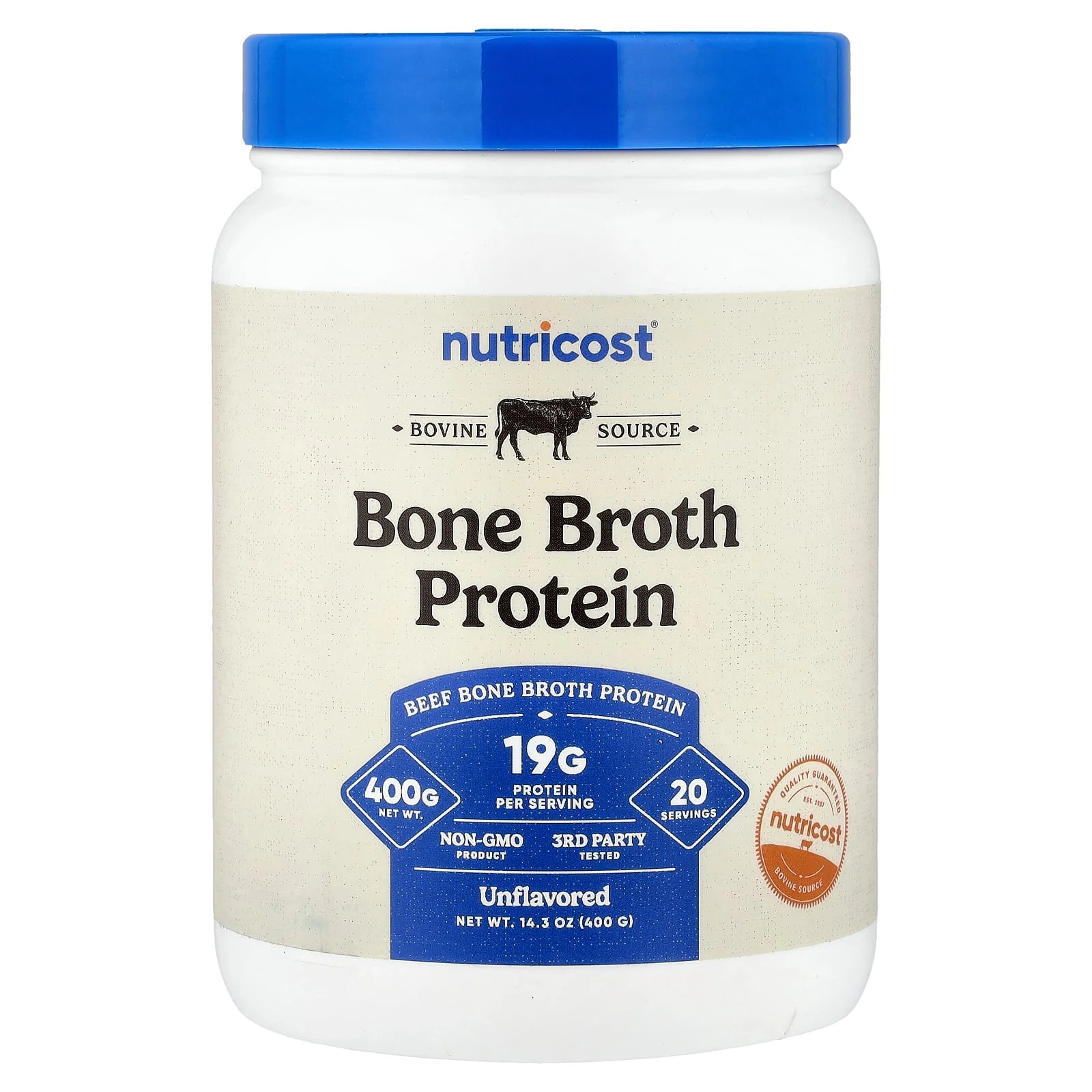 2 X Nutricost, Bone Broth Protein, Unflavored, 14.3 oz (400 g)