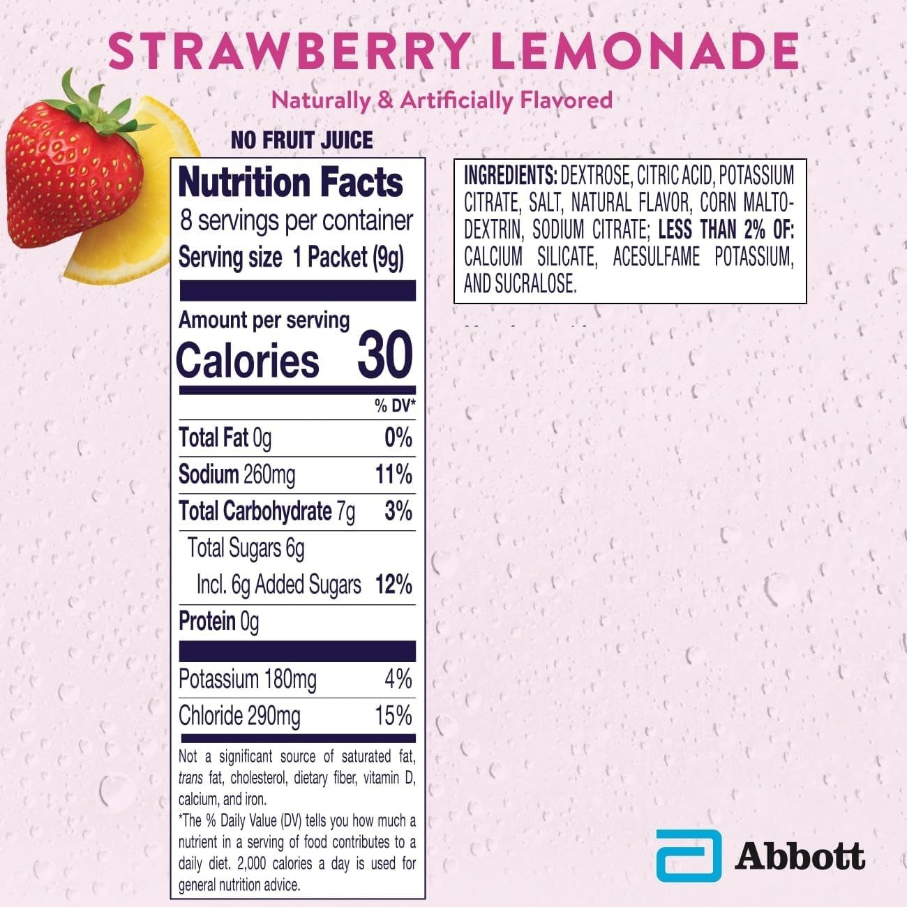 Dye-Free Electrolyte Powder Packets for Fast Hydration – Strawberry Lemonade,…