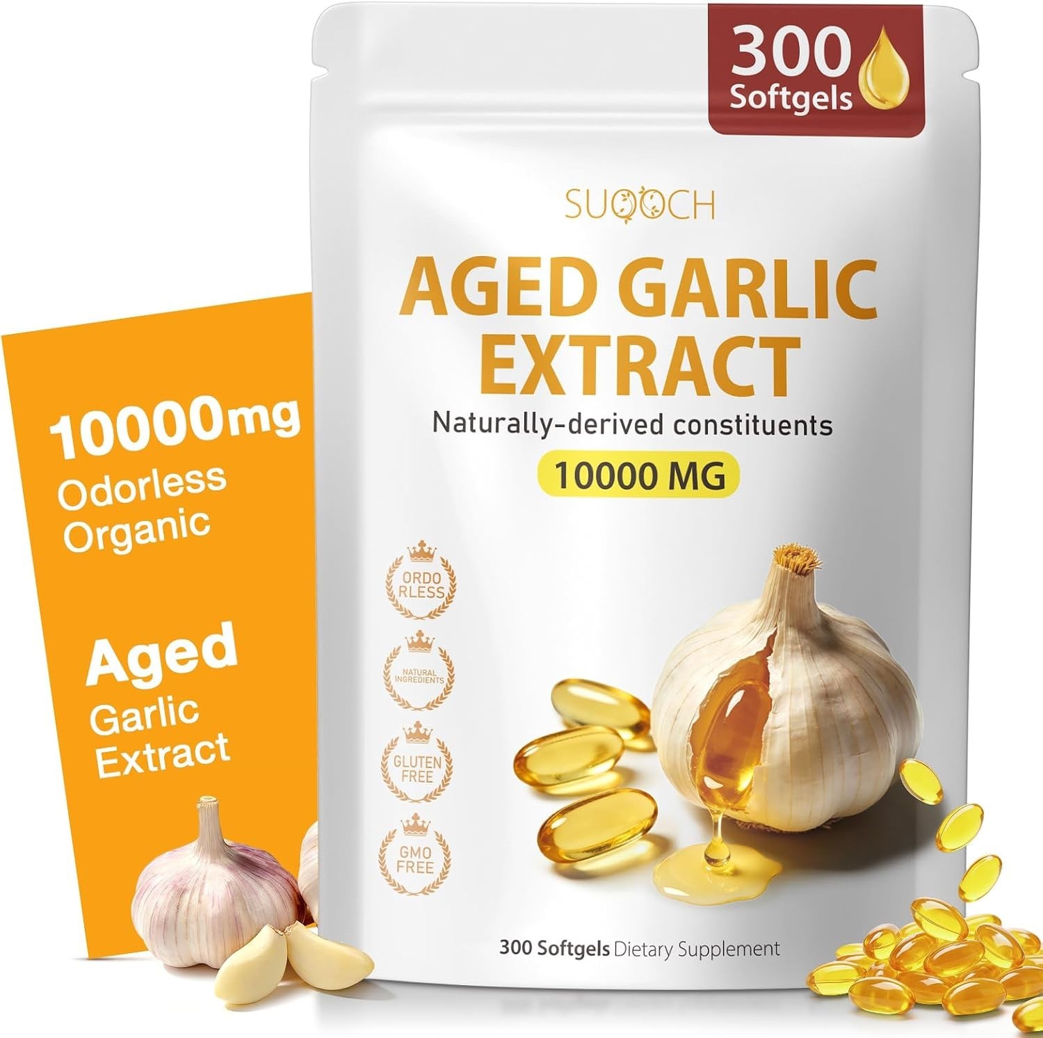 Natural Aged Garlic Extract – 300 Count Softgels for Vitality & Wellness Support