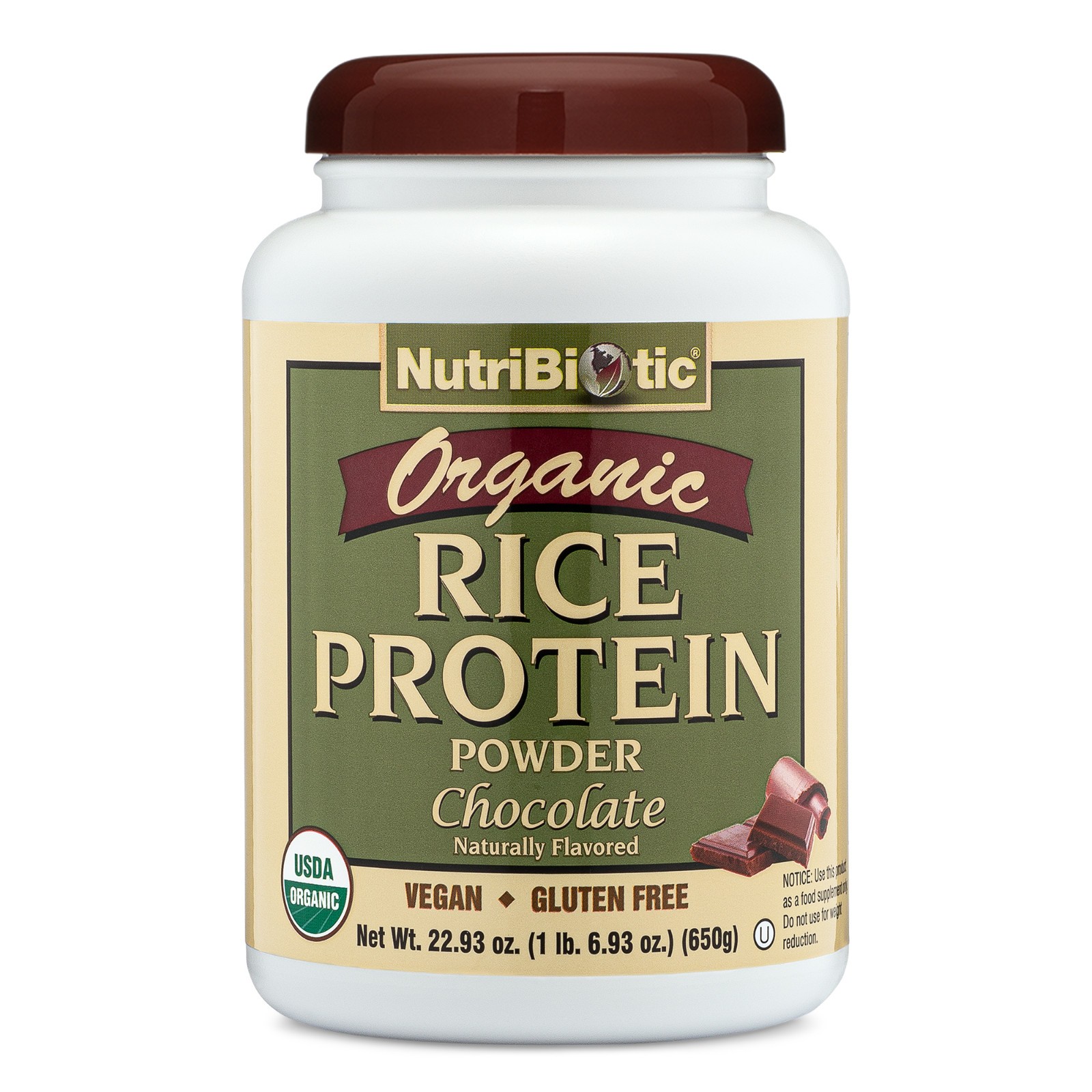 NutriBiotic Organic Rice Protein, Chocolate 22.93 Oz (1 Lb 6.93 Oz)