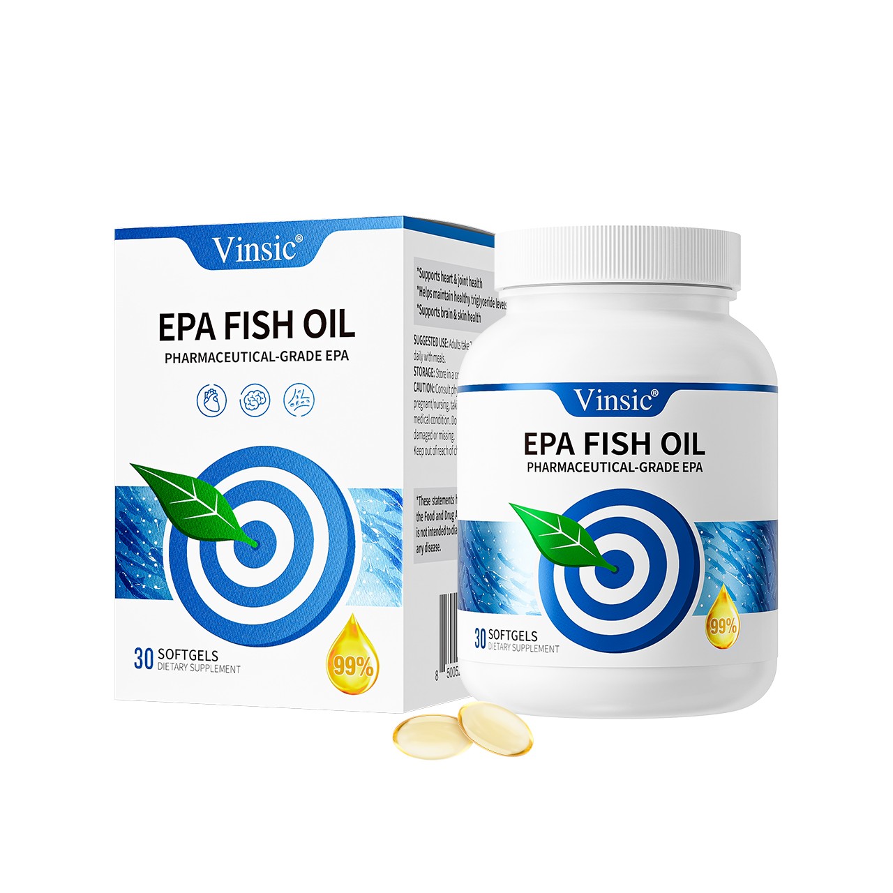 99% High-Purity EPA Fish Oil, IFOS Certified, Vinsic Brand, Made in Switzerland