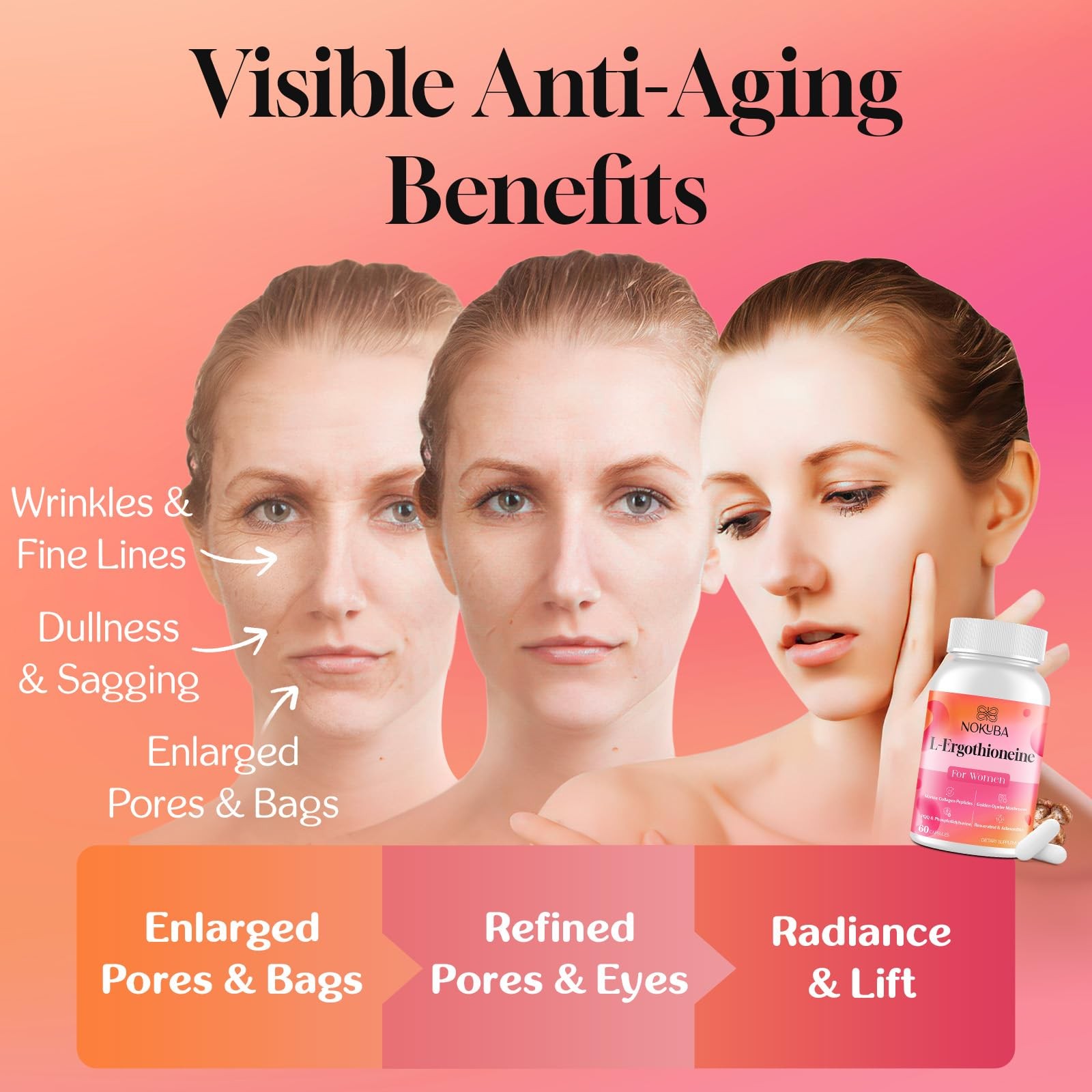 L-Ergothioneine with Collagen Peptides Hyaluronic Acid | 2X Antioxidant of Gl…