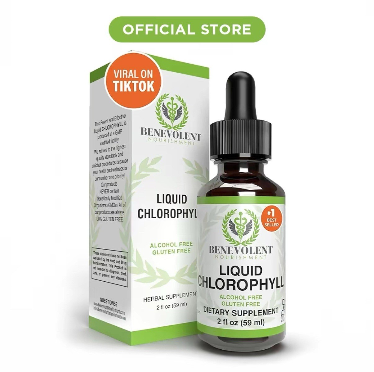 Benevolent Chlorophyll Liquid Drops 4 Month Supply Liquid Chlorophyll Supplement