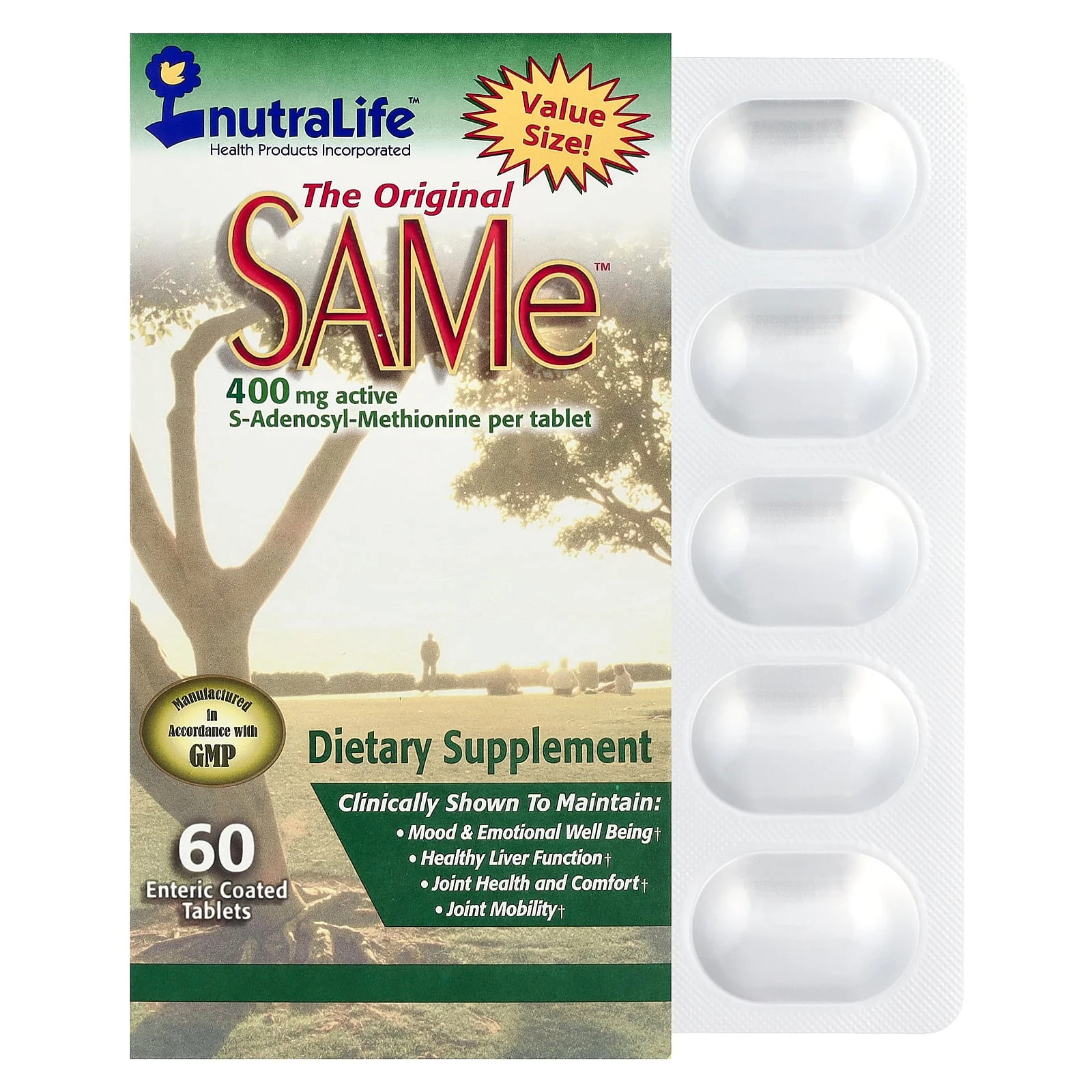 2 X NutraLife, SAMe, 400 mg, 60 Enteric Coated Tablets