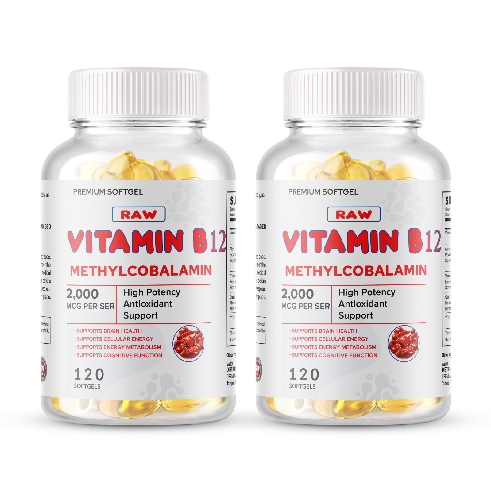 Vitamin B12 2000mcg Methylcobalamin – 240 Softgels Vegetarian USA MADE