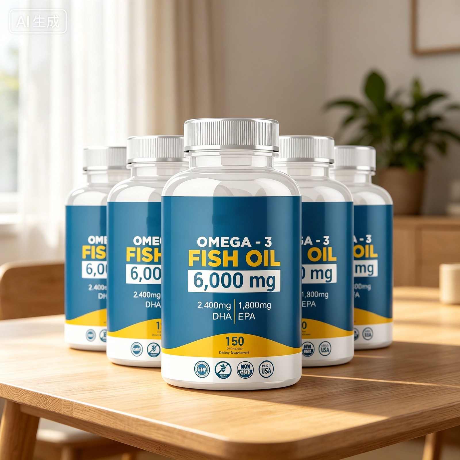 5PCSOmega Marine Brain, 6000 Mg Oil with EPA Max DHA Aids – 3 Liver,immune