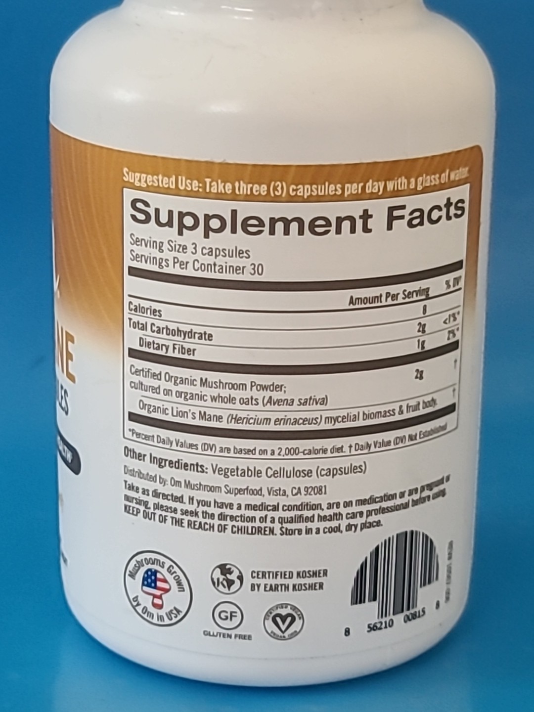 LION’S MANE • 90 VEGETABLE CAPSULES By Om MUSHROOMS • EXP : 09/2026