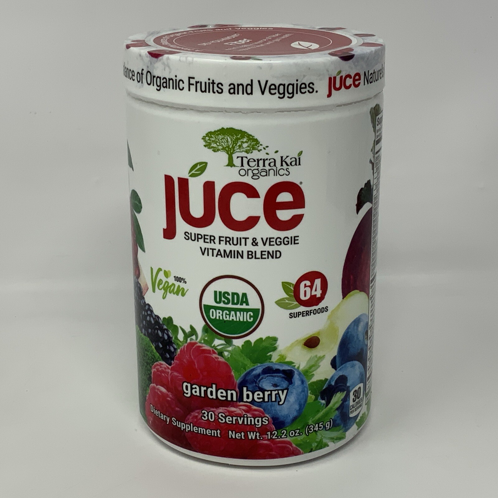 Terra Kai Organic JUCE Super Fruit & Veggie Vitamin Blend (Garden Berry) 12.2 oz
